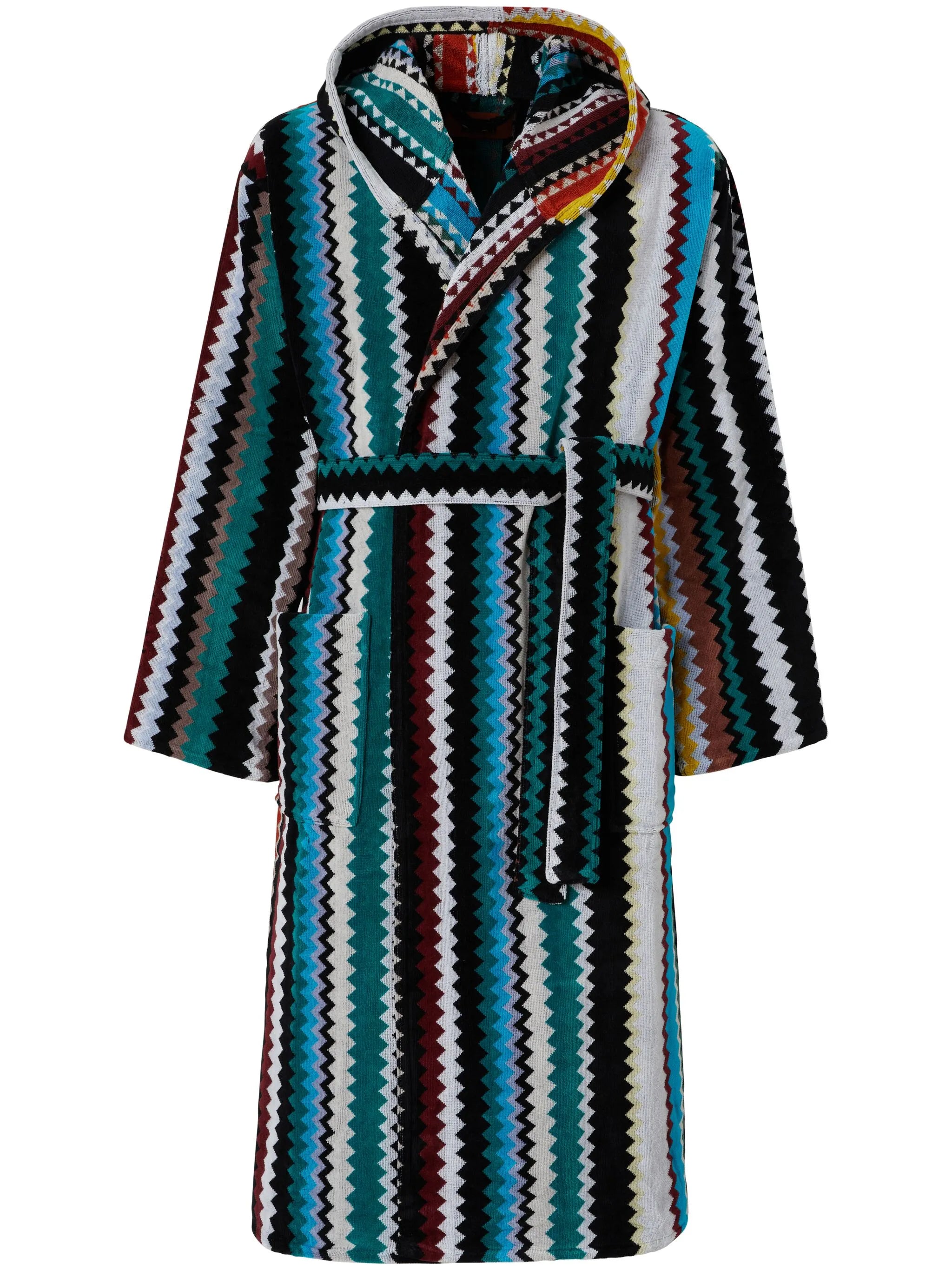 zigzag-print cotton bathrobe