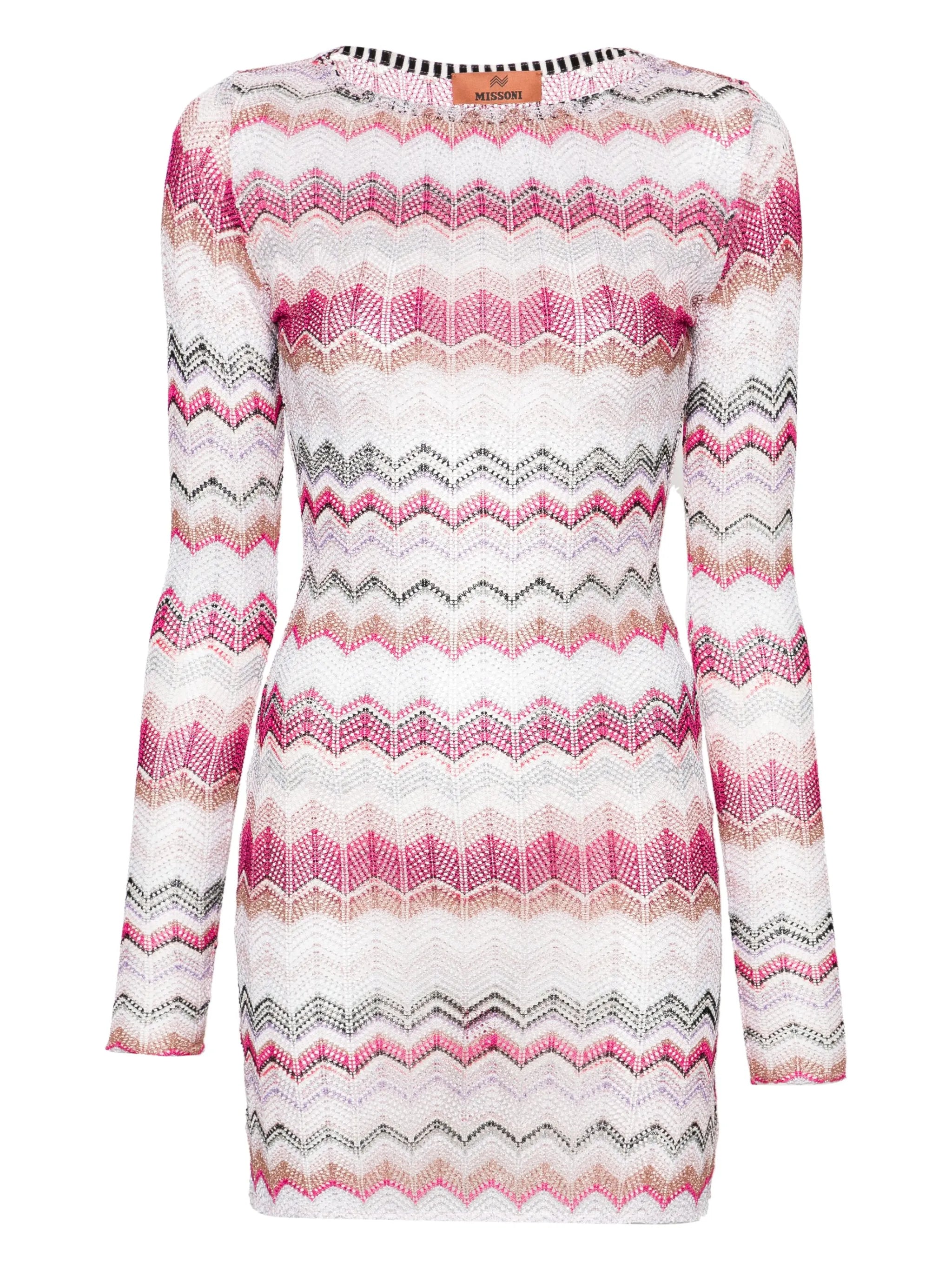 zigzag-woven crochet minidress
