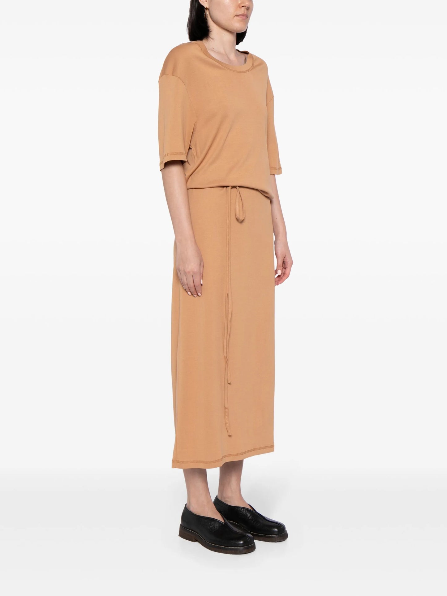 belted rib T-shirt dress