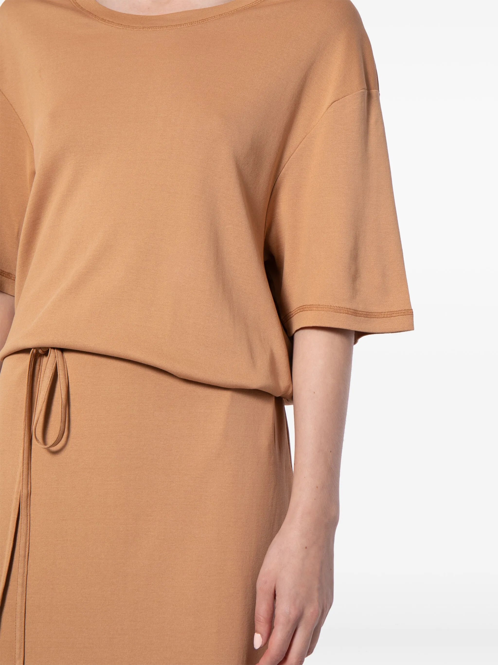 belted rib T-shirt dress