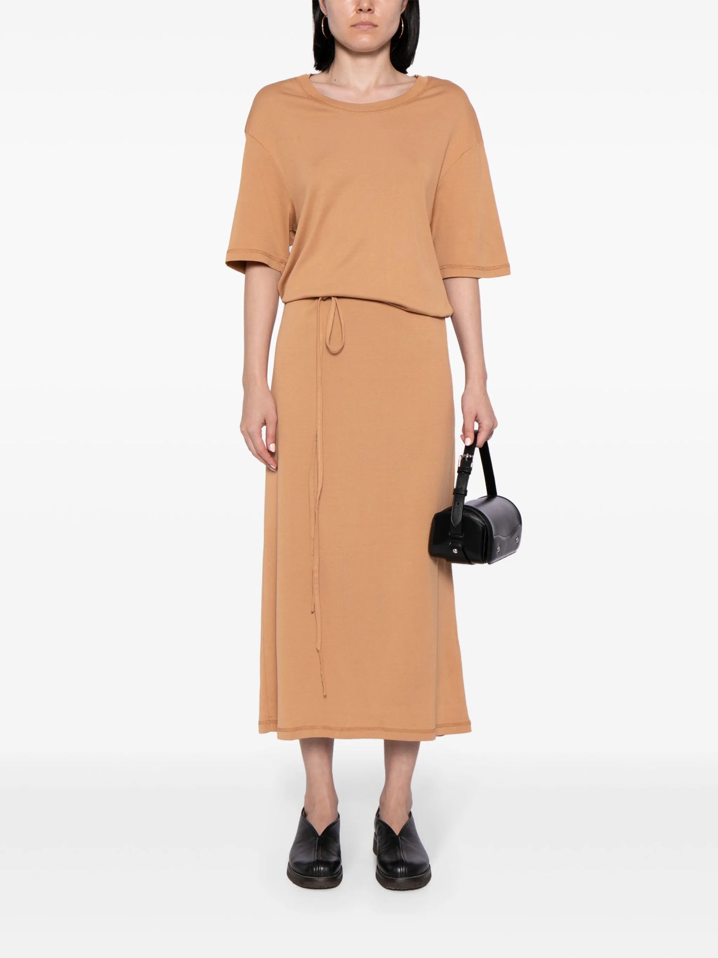 belted rib T-shirt dress