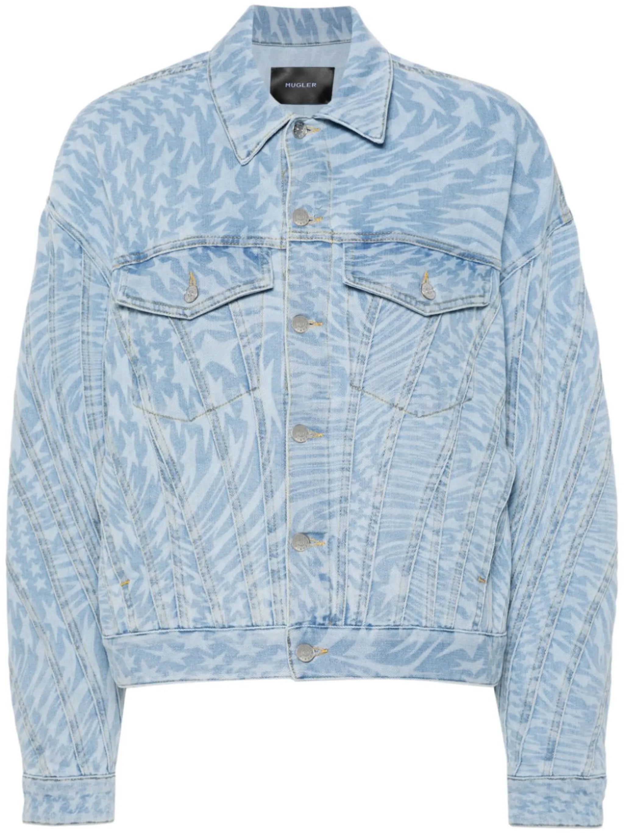 star-print denim jacket