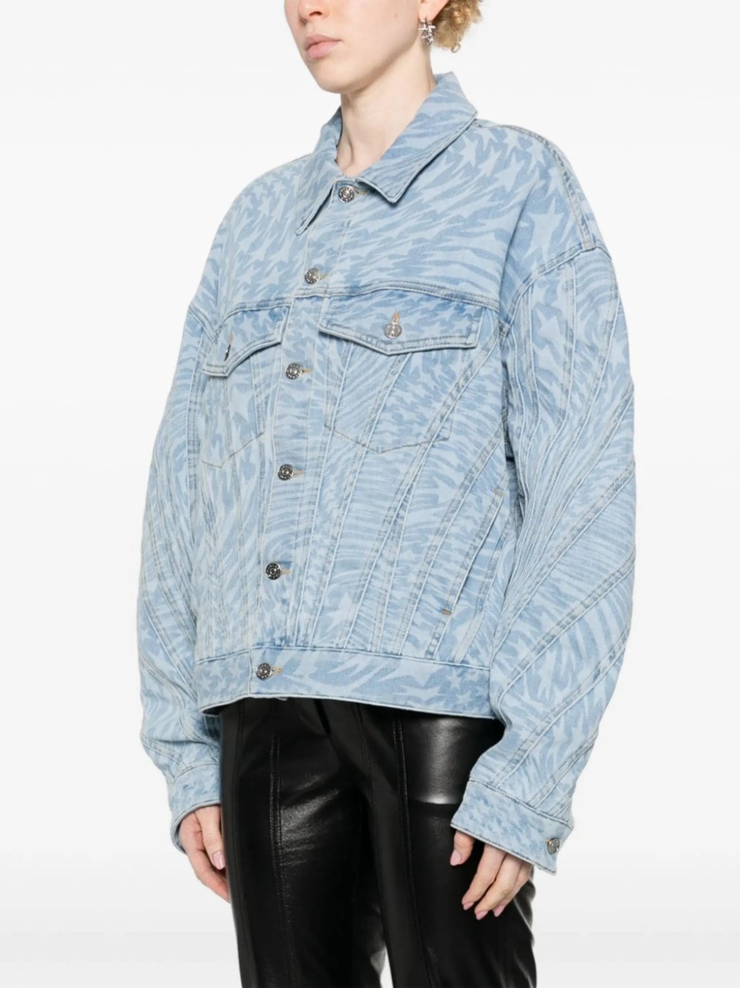 star-print denim jacket