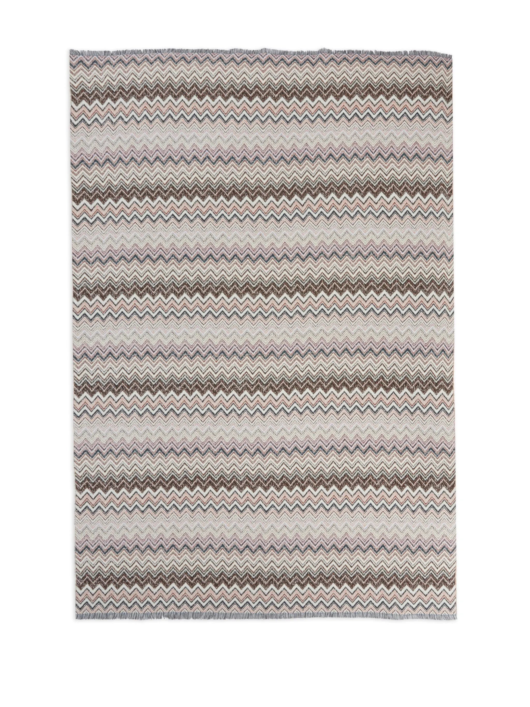 Plaid blanket 130x195 cm cotton and wool blend chevron