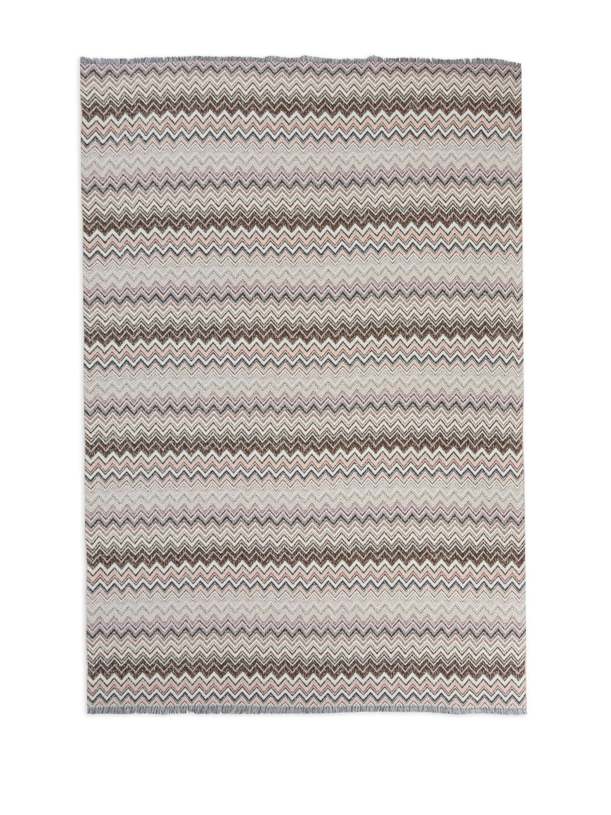 Plaid blanket 130x195 cm cotton and wool blend chevron