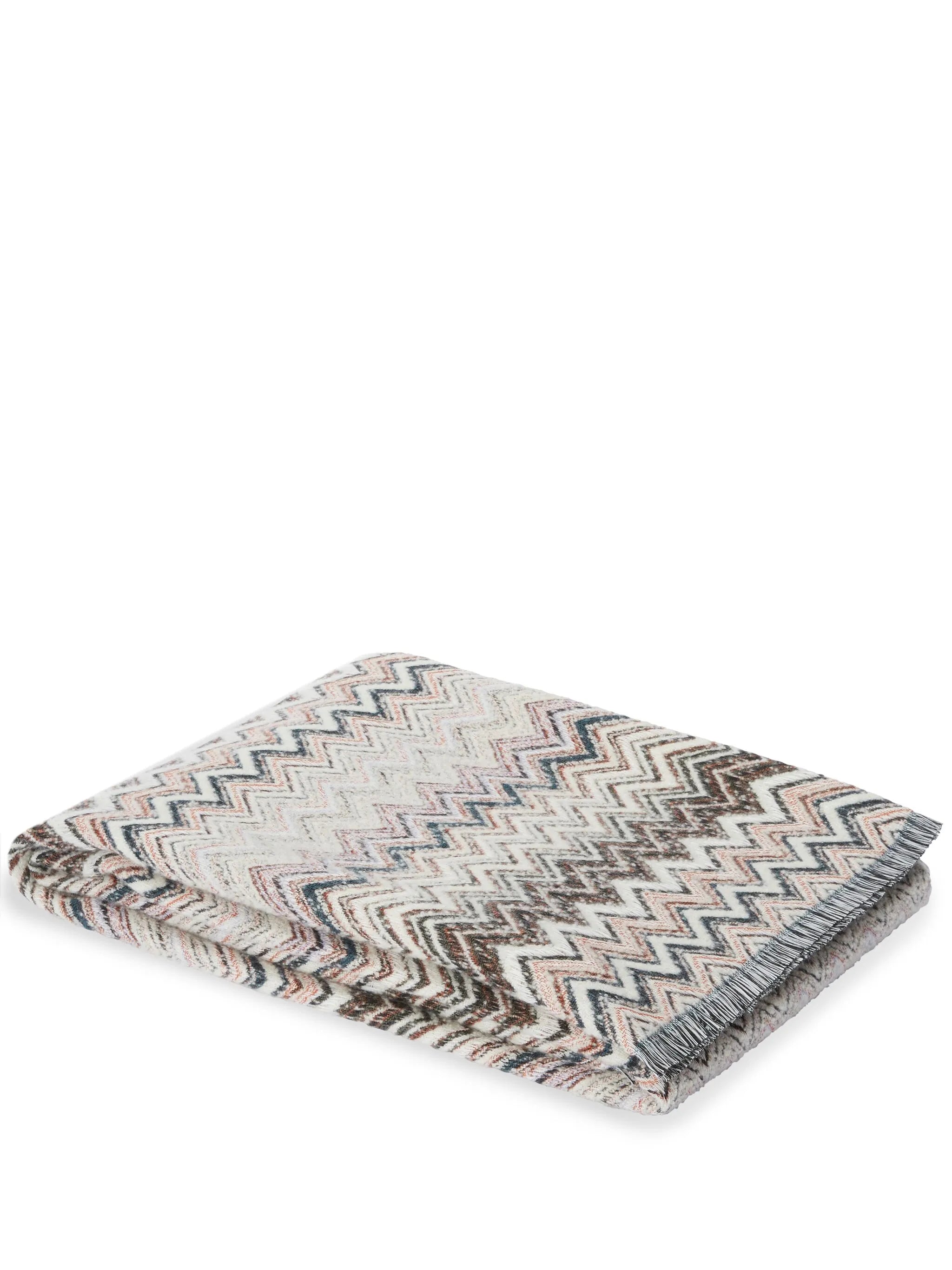 Plaid blanket 130x195 cm cotton and wool blend chevron