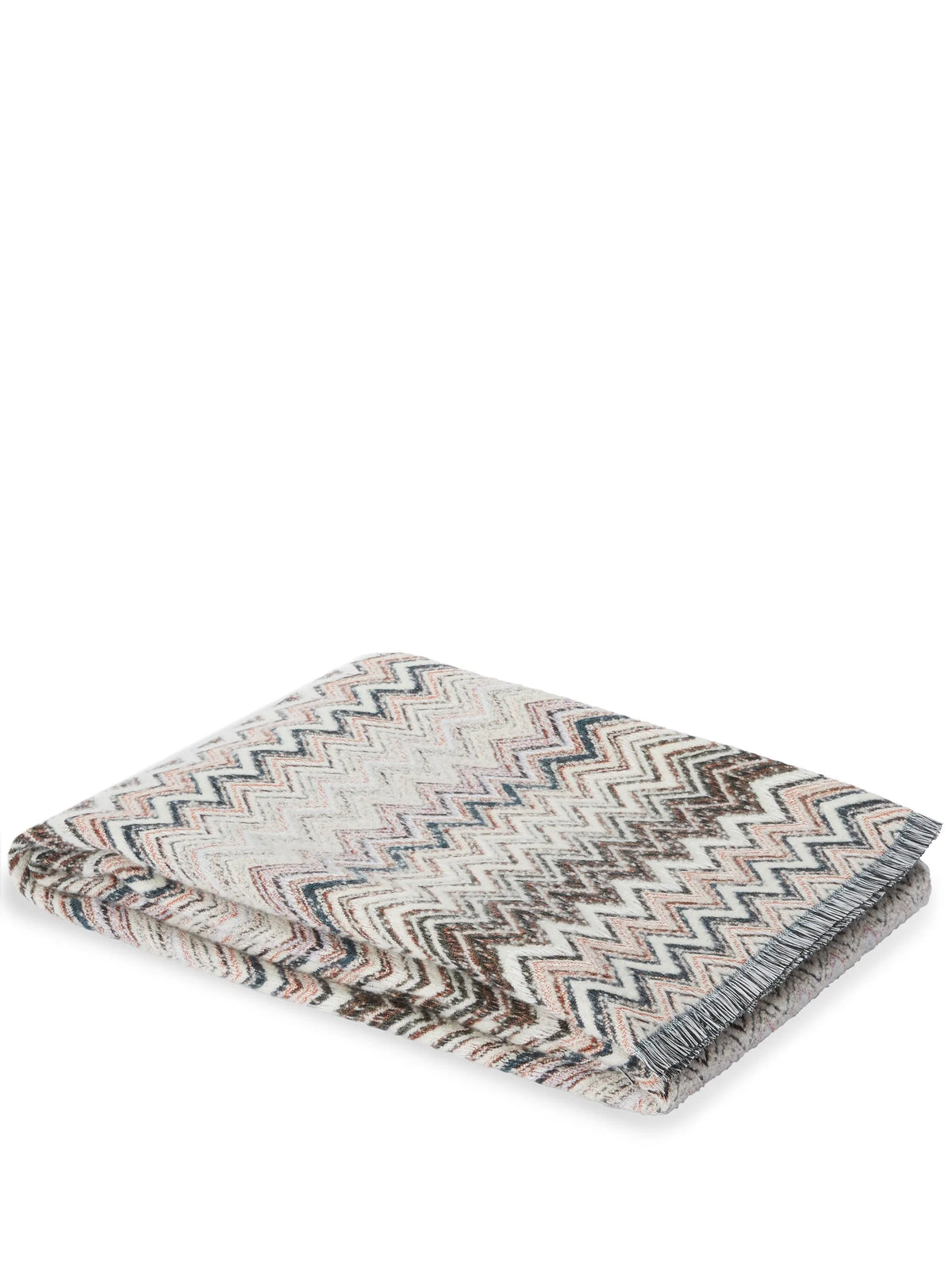 Plaid blanket 130x195 cm cotton and wool blend chevron