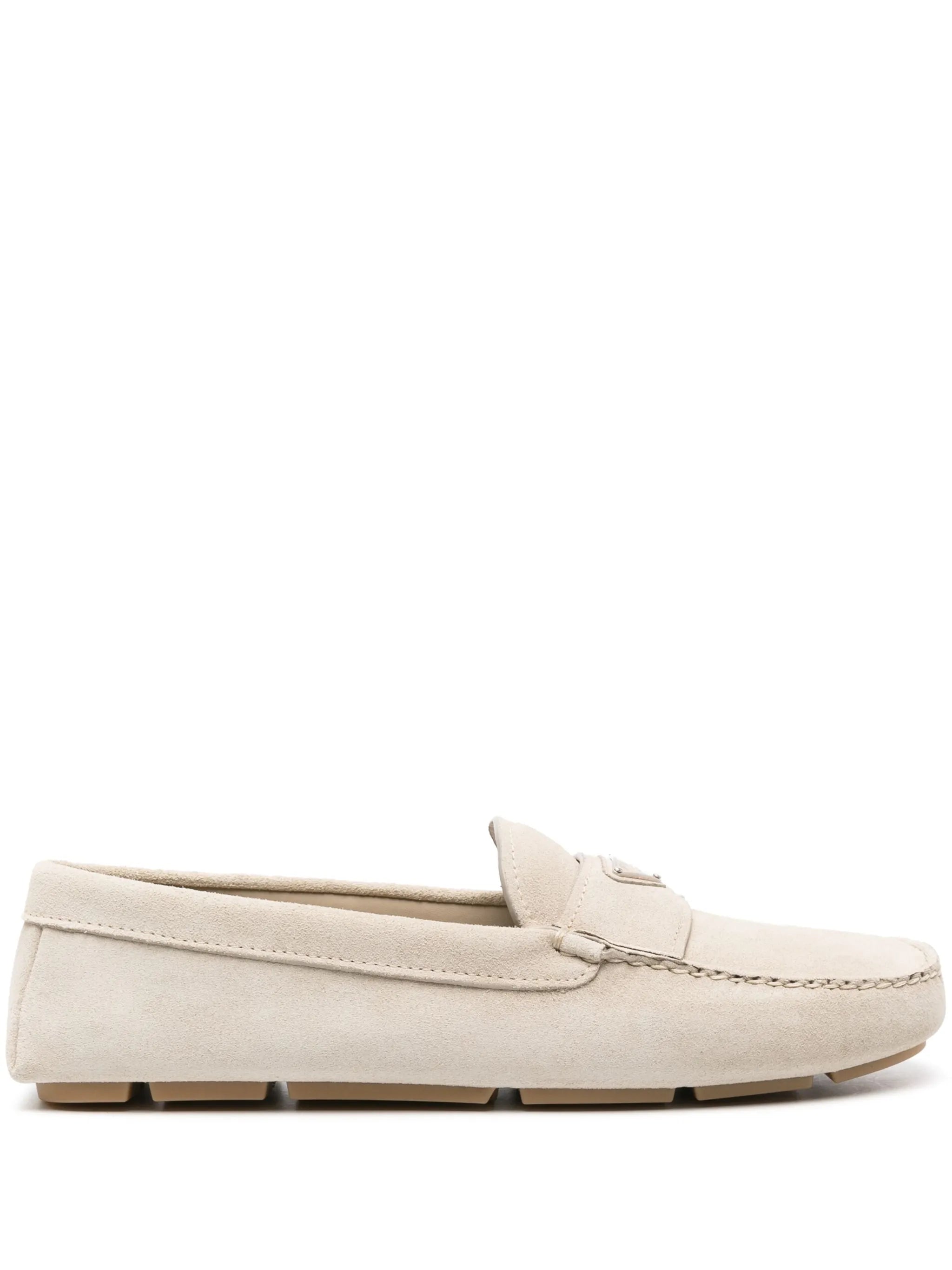 triangle-logo suede loafers