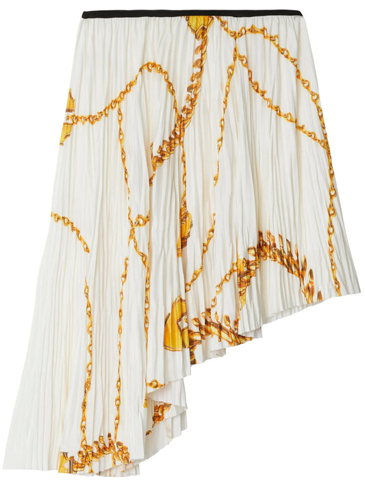 chain-print asymmetric skirt