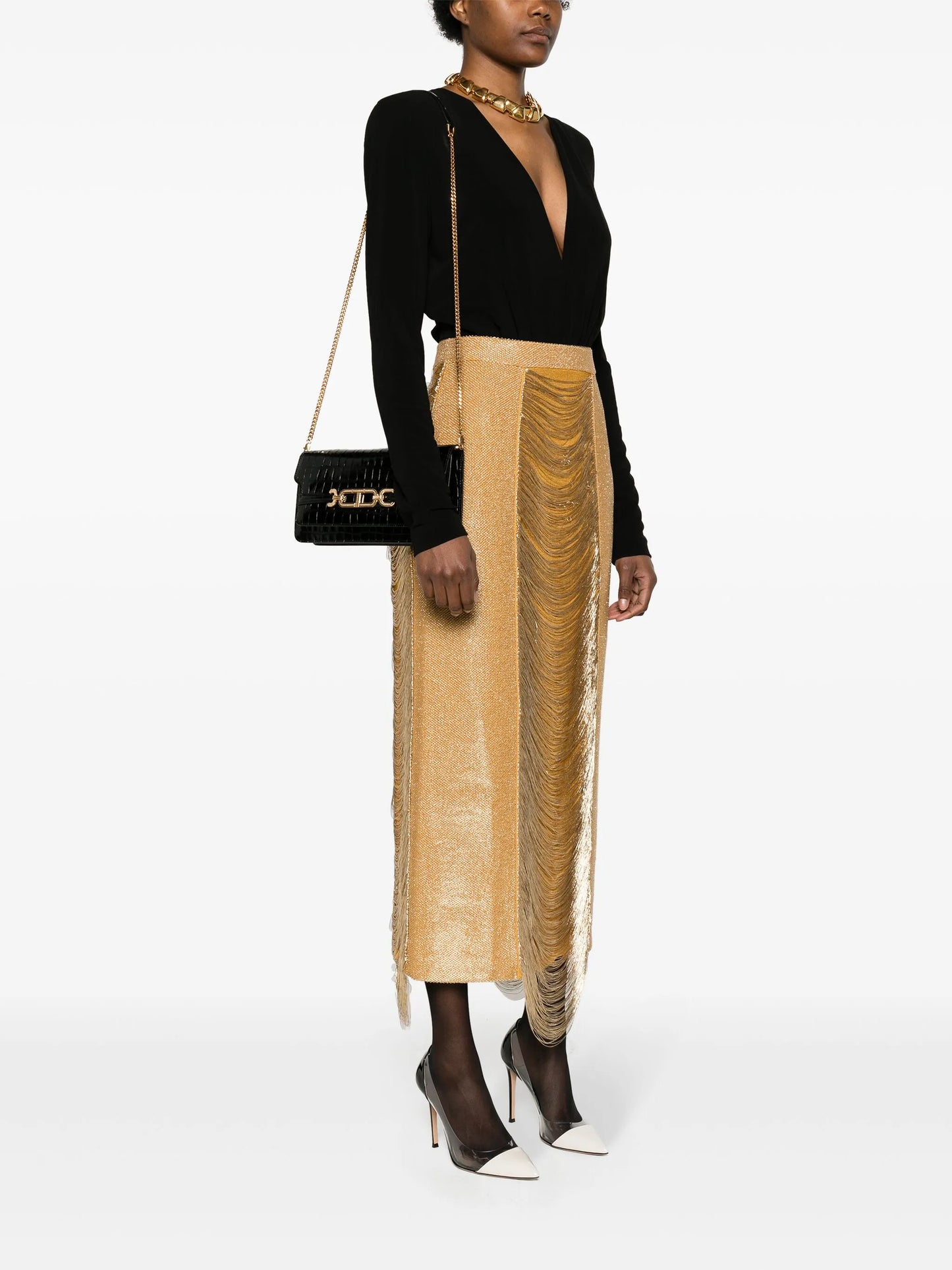 Whitney crocodile-embossed shoulder bag