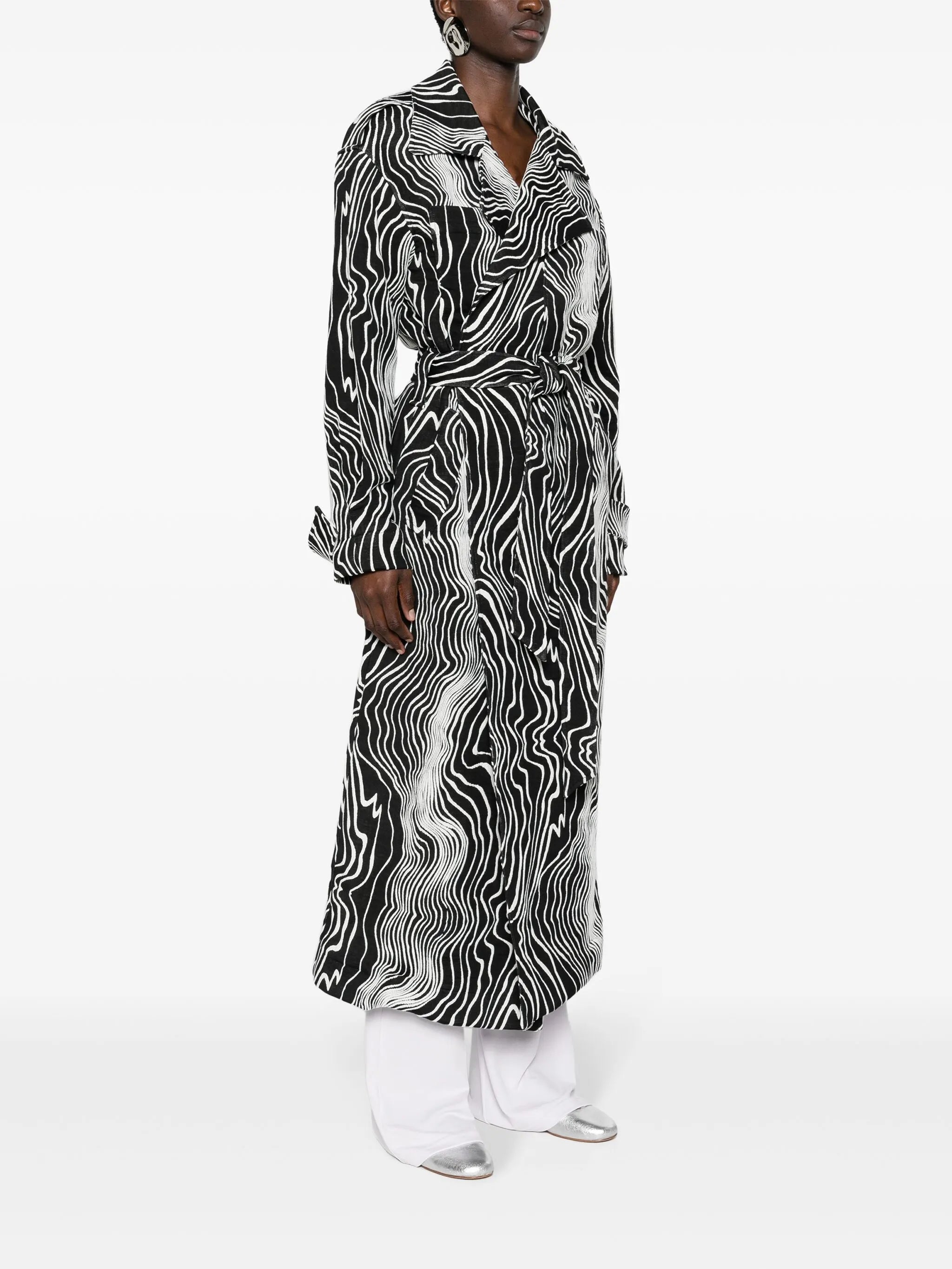Faretta wave-jacquard trench coat