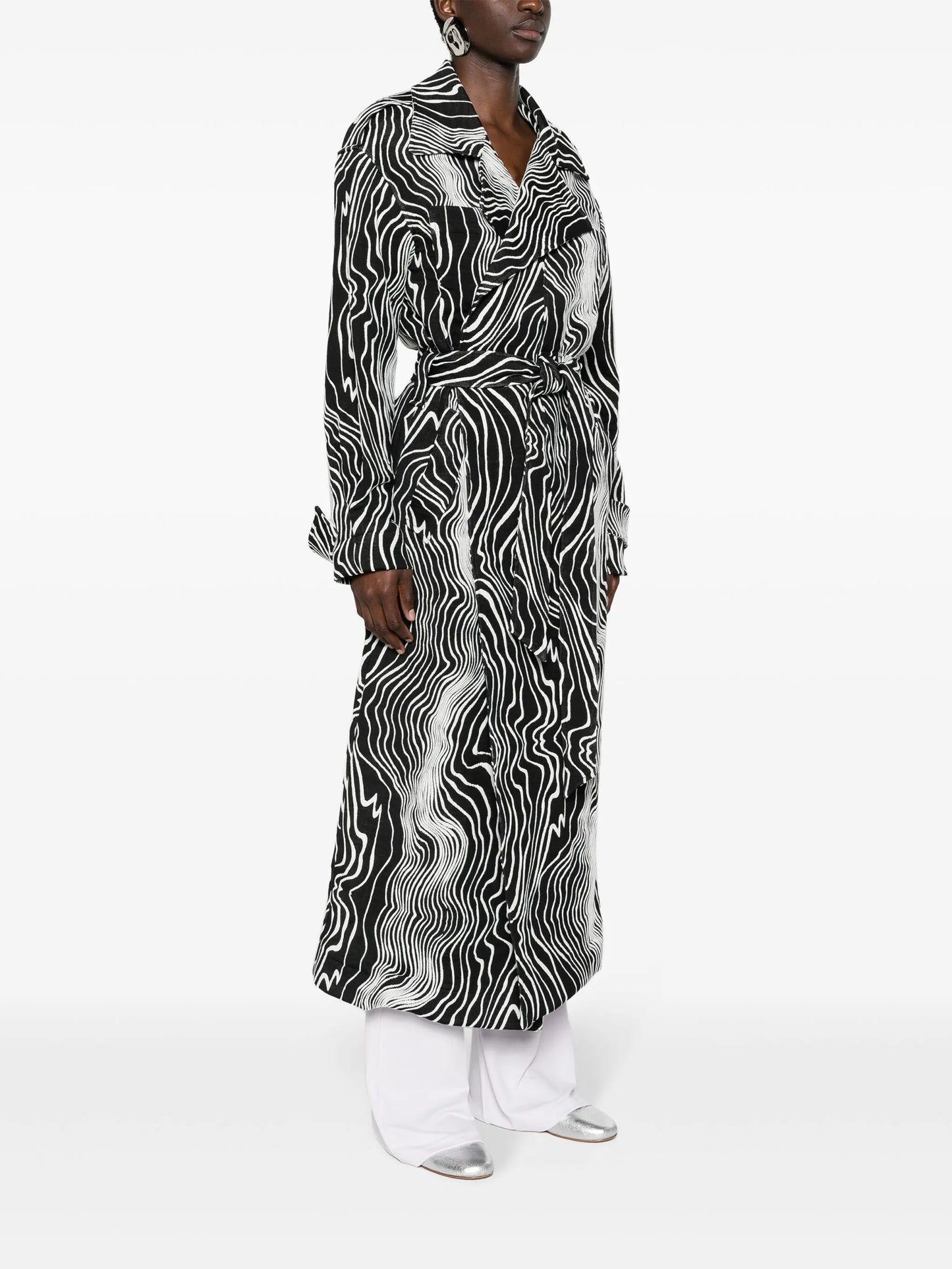 Faretta wave-jacquard trench coat
