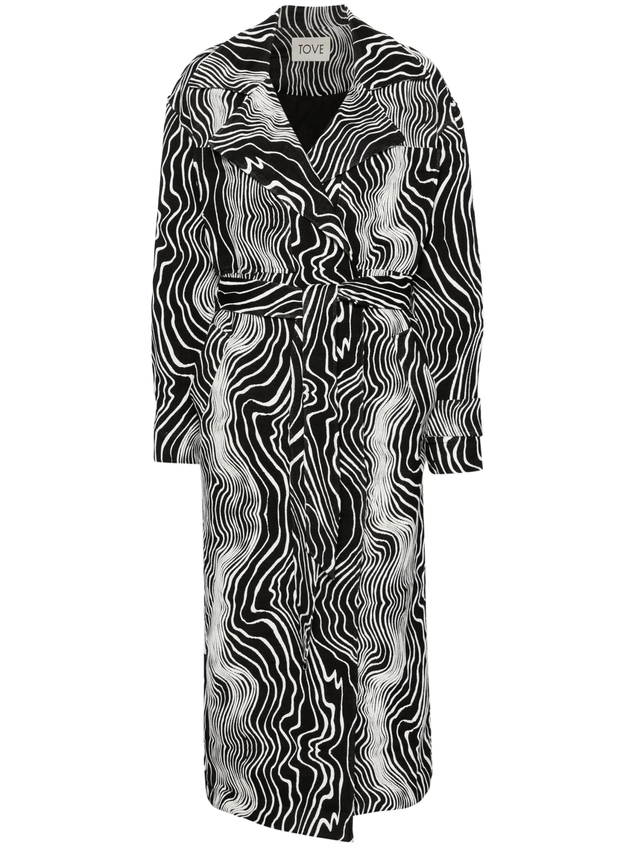 Faretta wave-jacquard trench coat
