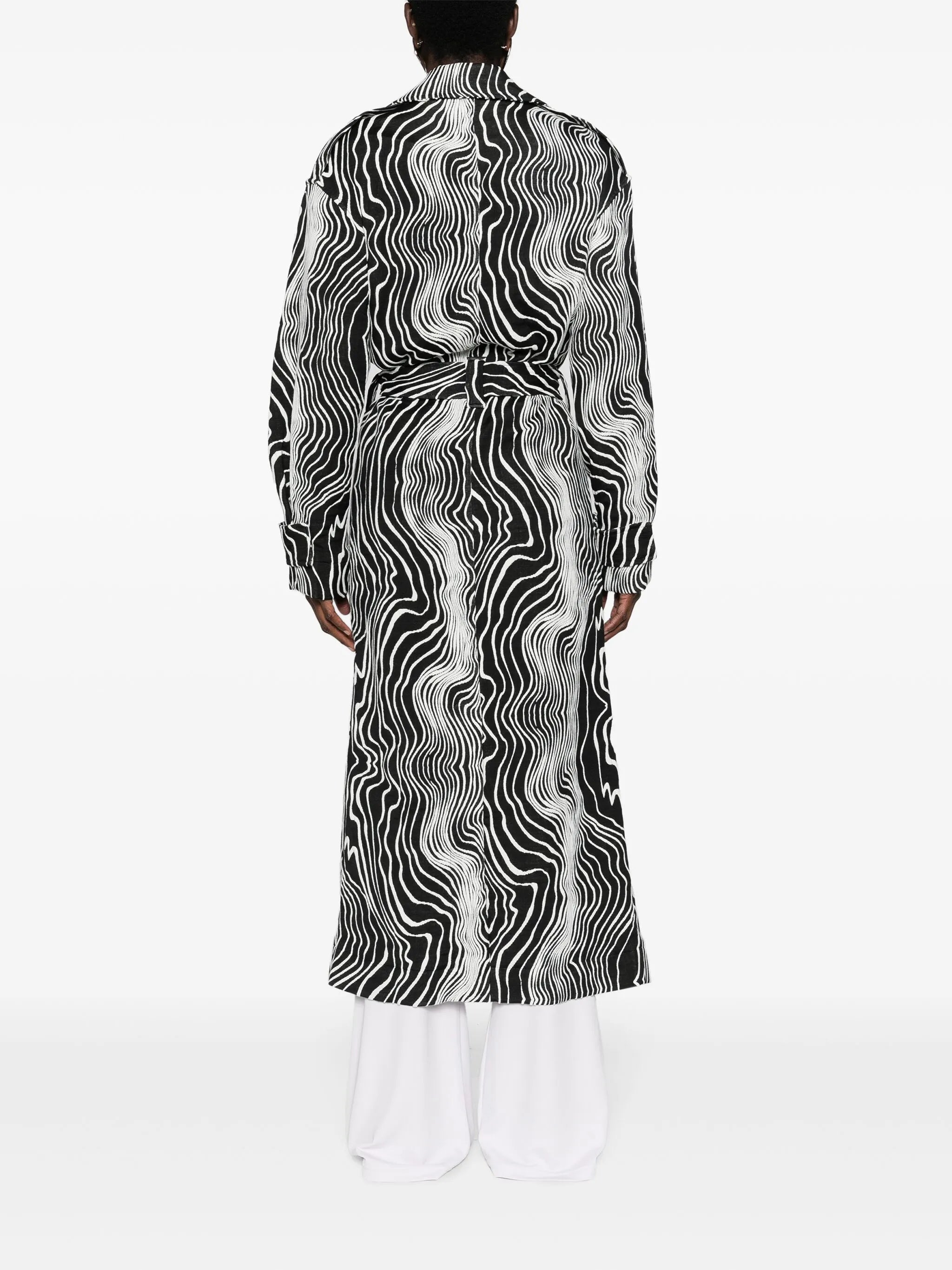 Faretta wave-jacquard trench coat