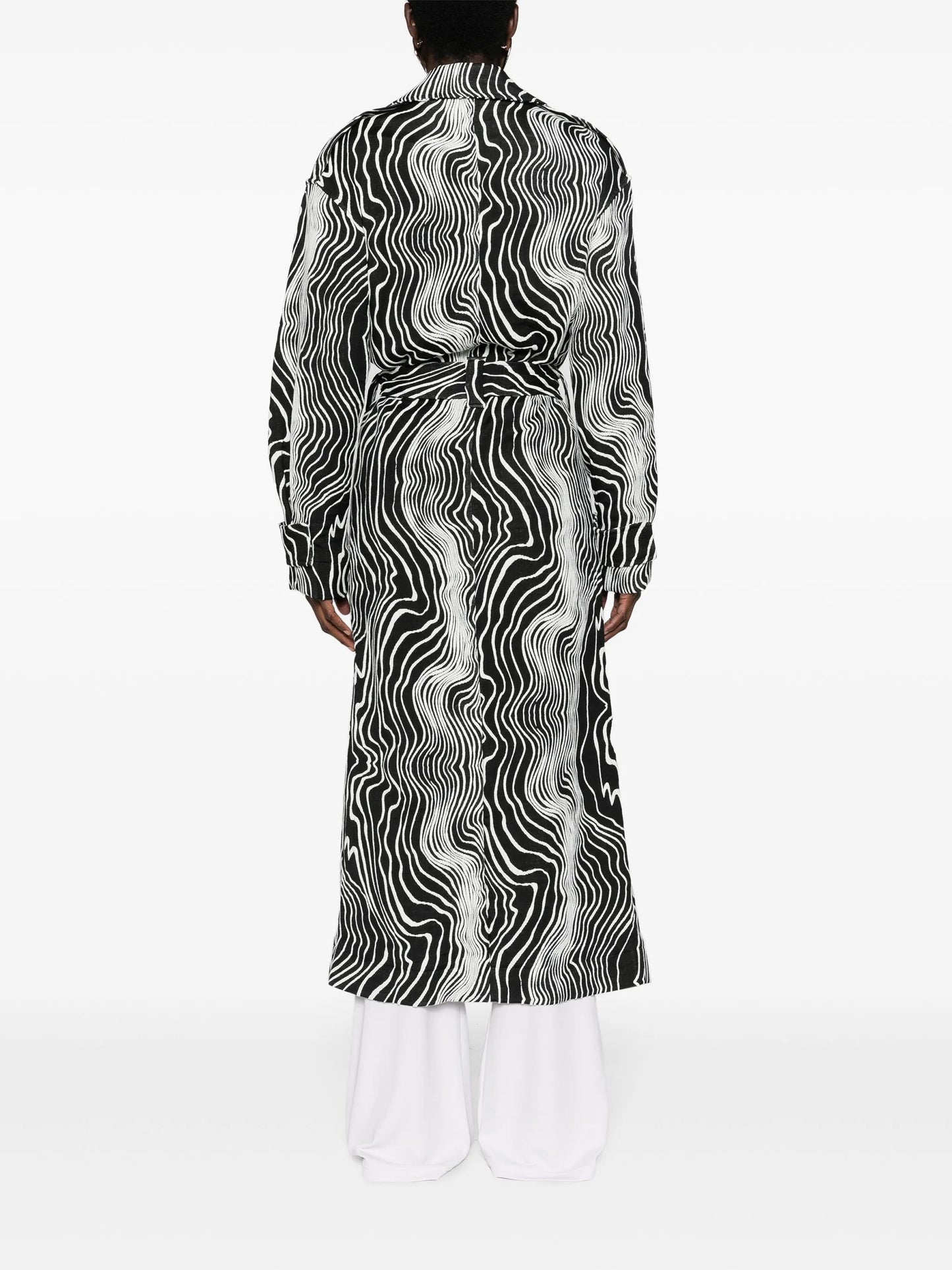 Faretta wave-jacquard trench coat