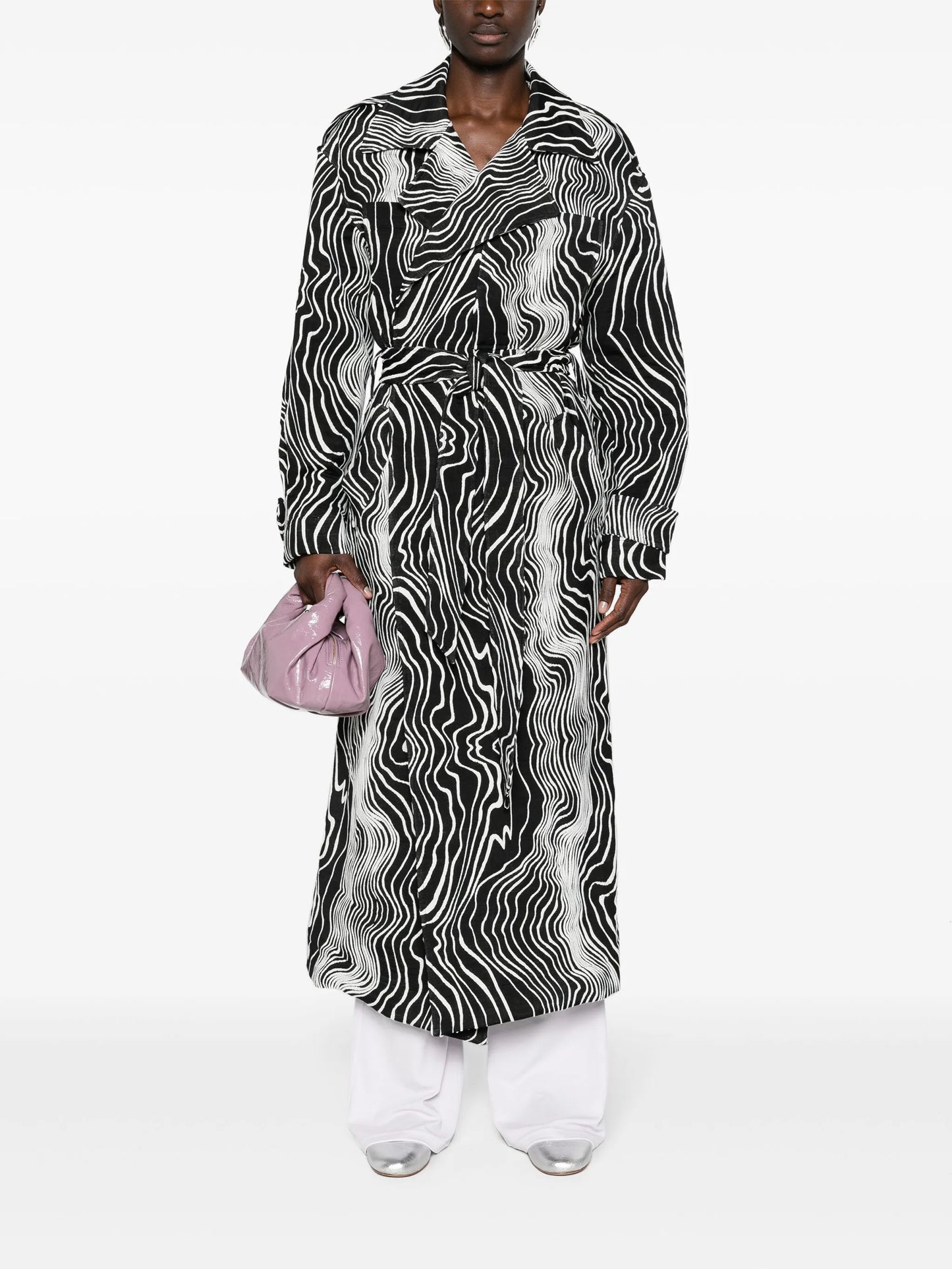 Faretta wave-jacquard trench coat