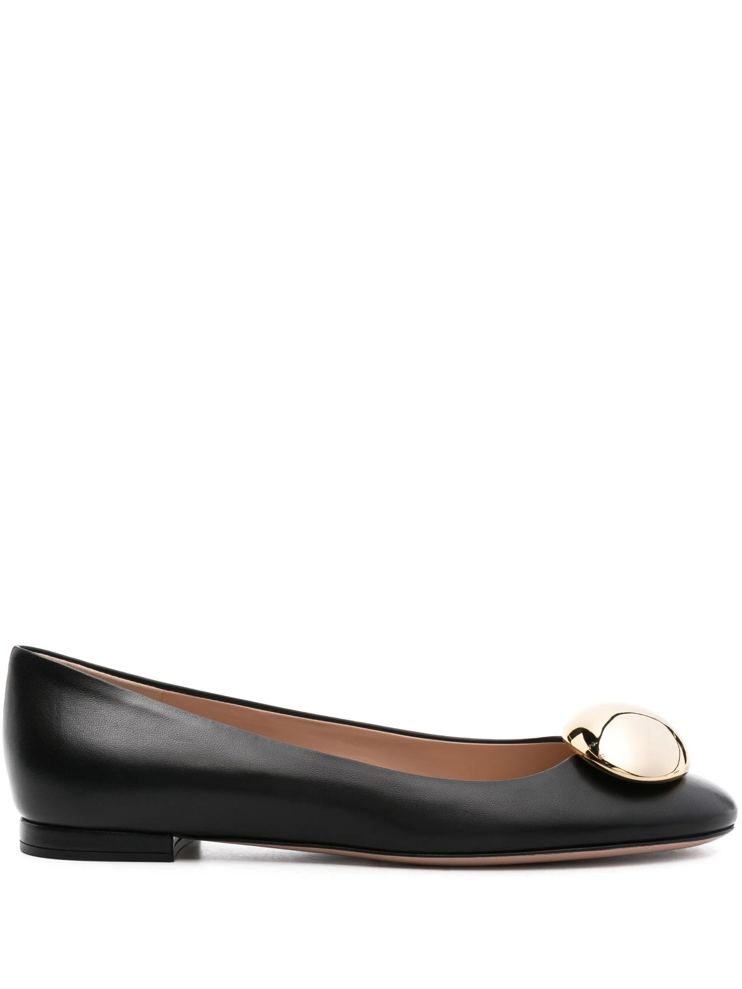 round-toe leather ballerina shoes