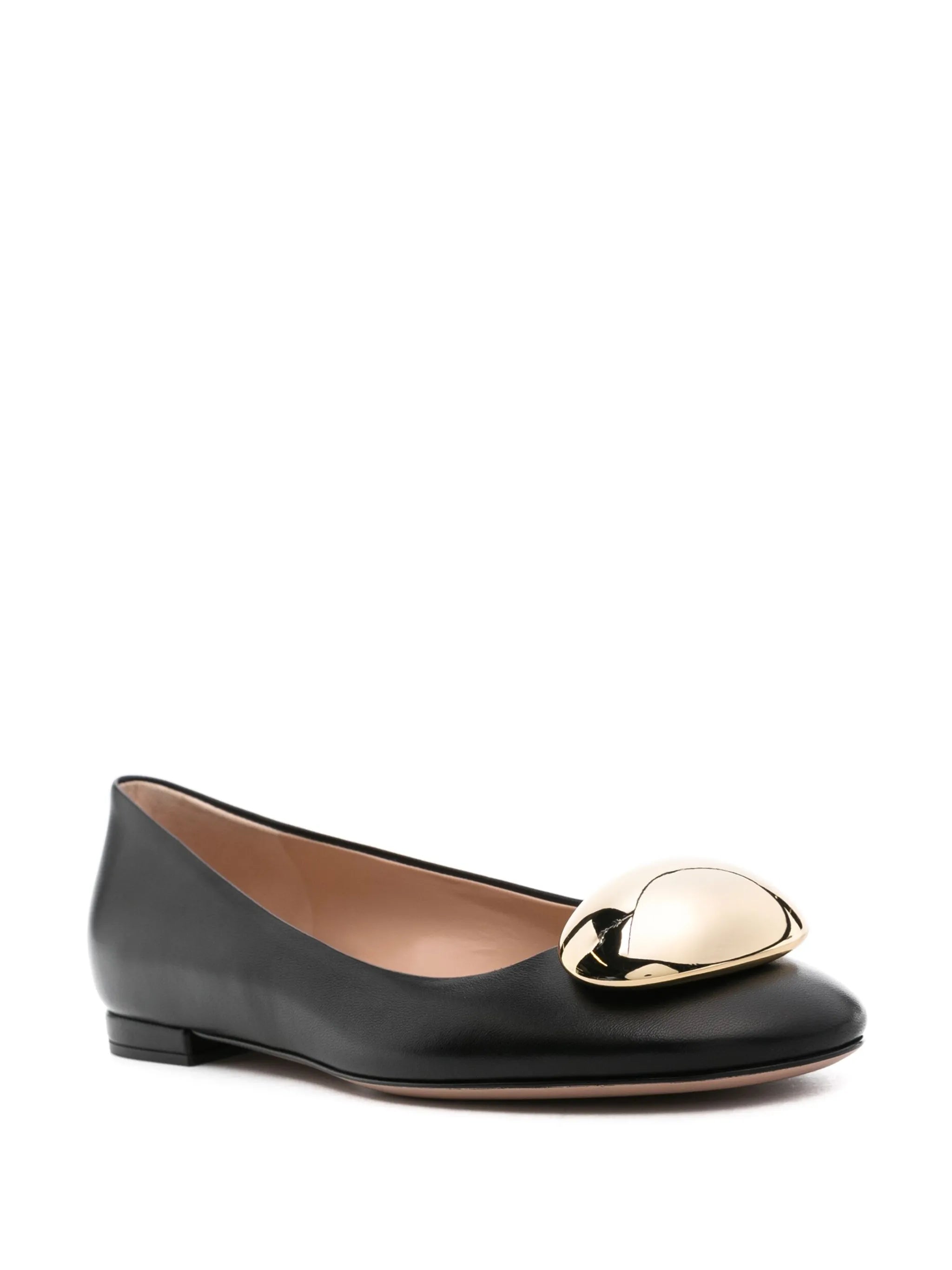 round-toe leather ballerina shoes