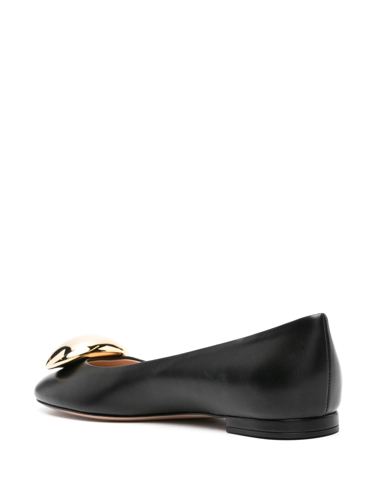round-toe leather ballerina shoes