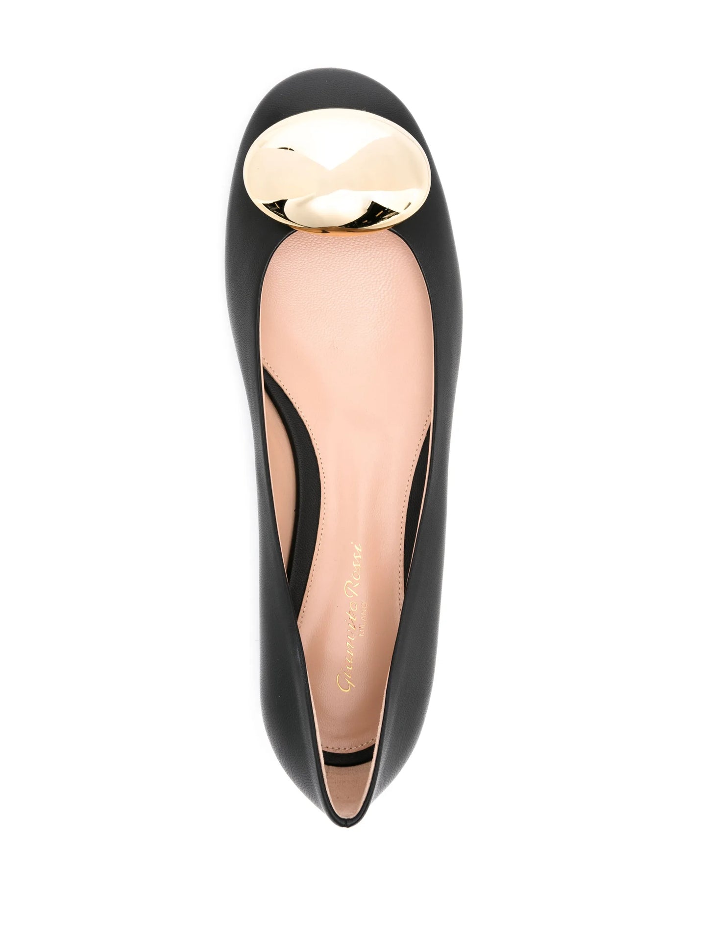 round-toe leather ballerina shoes