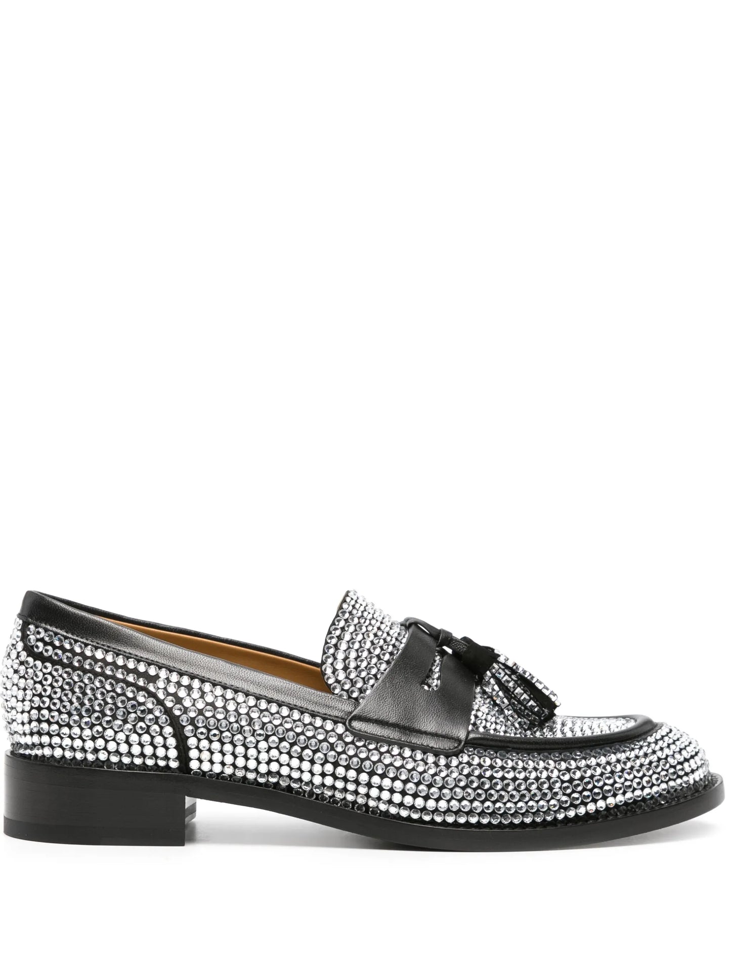 rhinestone-embellished leather loafers