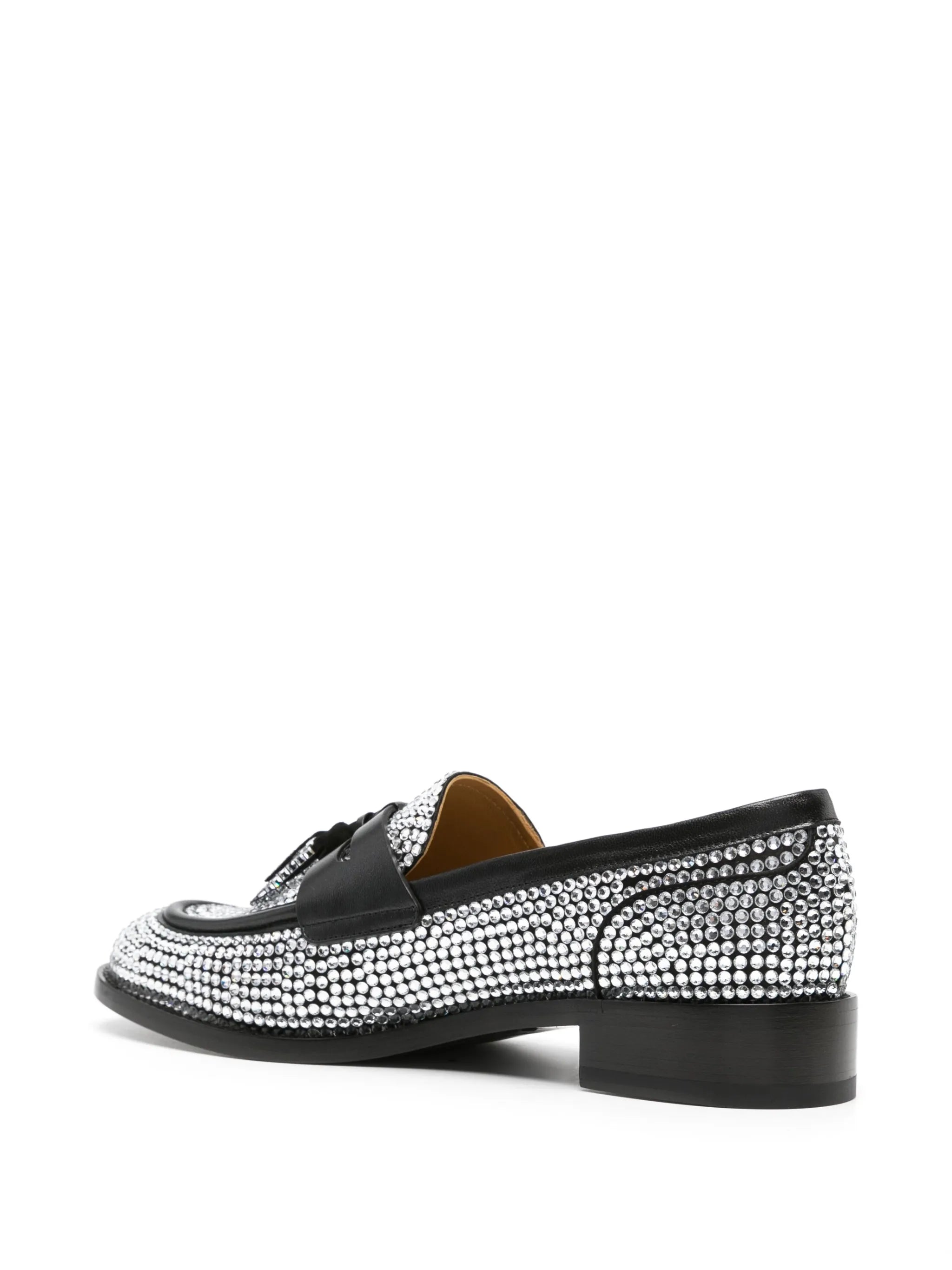 rhinestone-embellished leather loafers