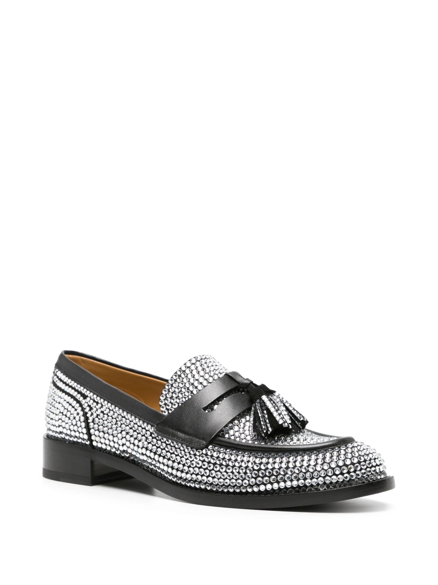 rhinestone-embellished leather loafers