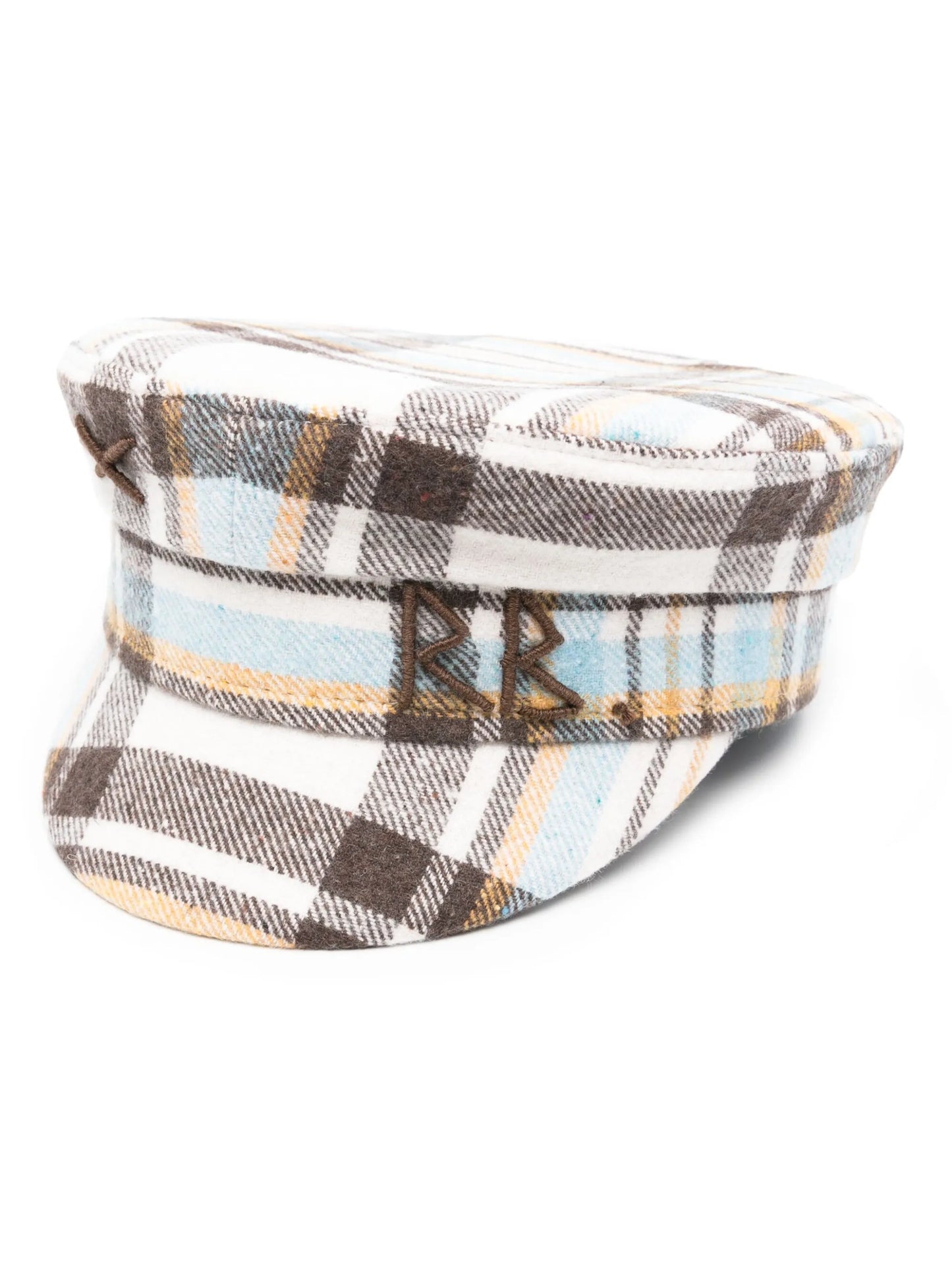 logo-embroidered checked Breton hat