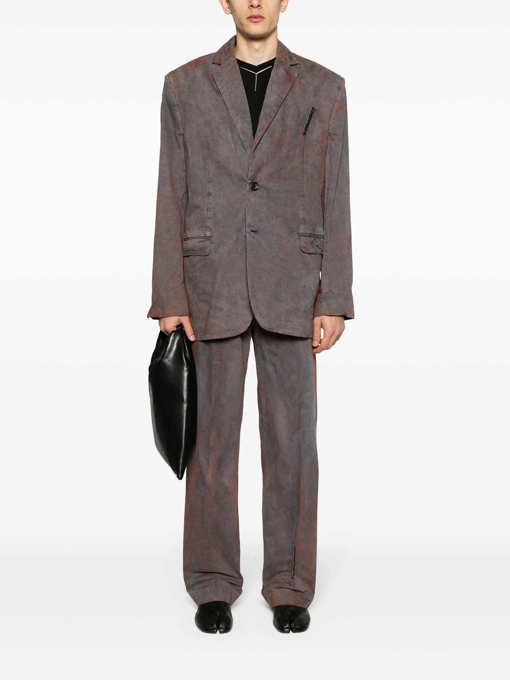 logo-embroidered pinched-detailed blazer
