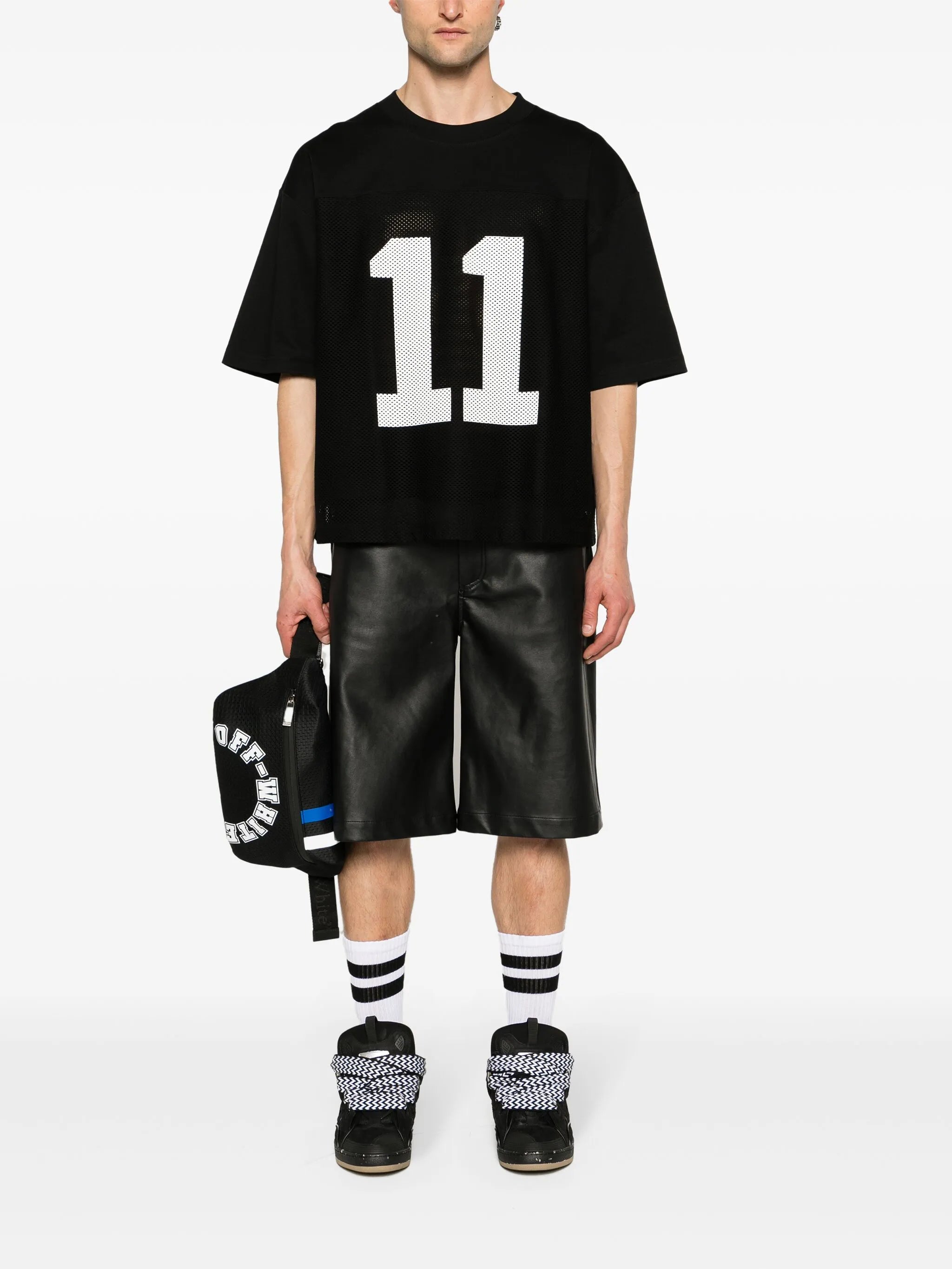 x Future number-print mesh-panel T-shirt