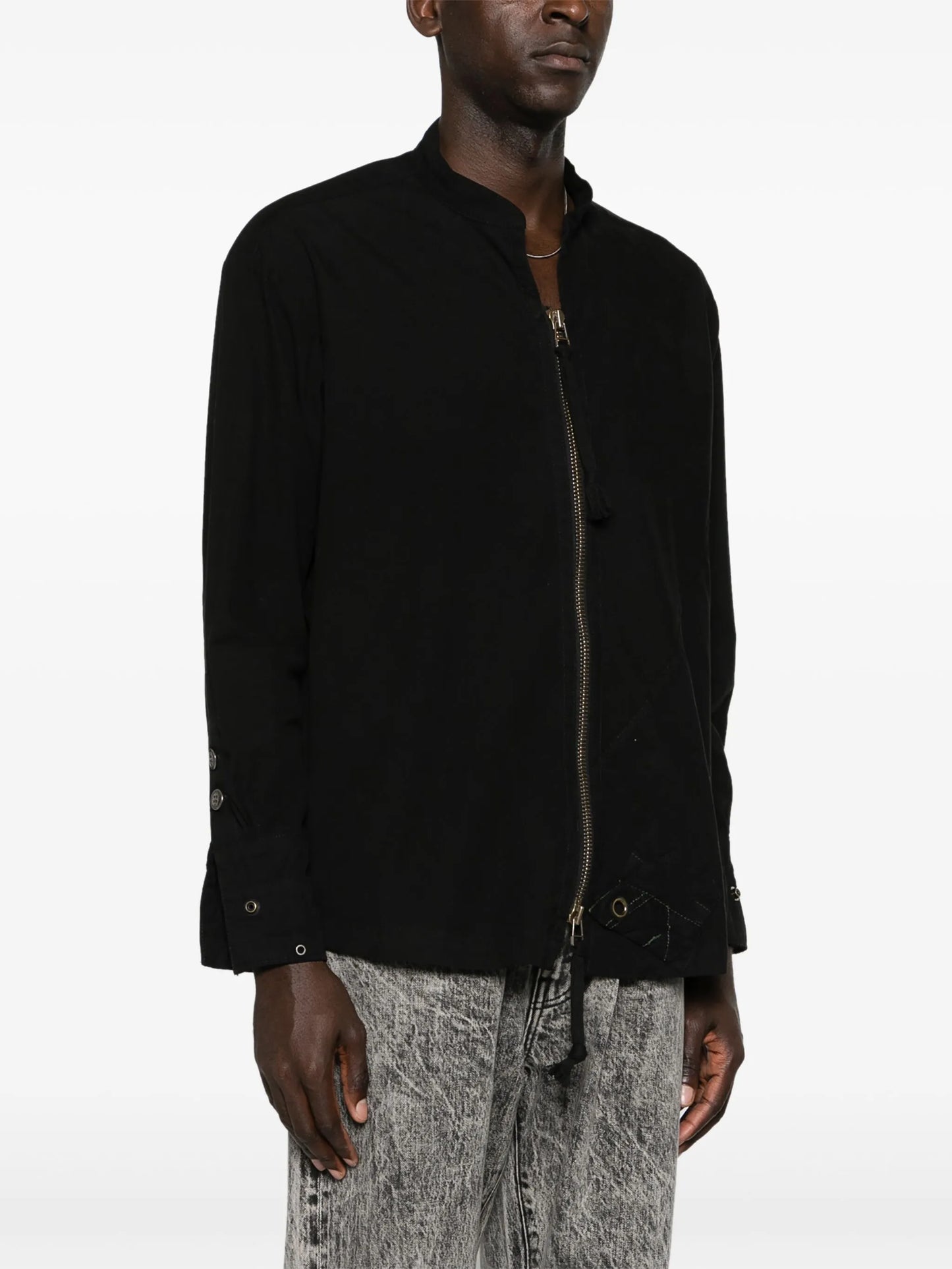 zip-up cotton shirt jacket