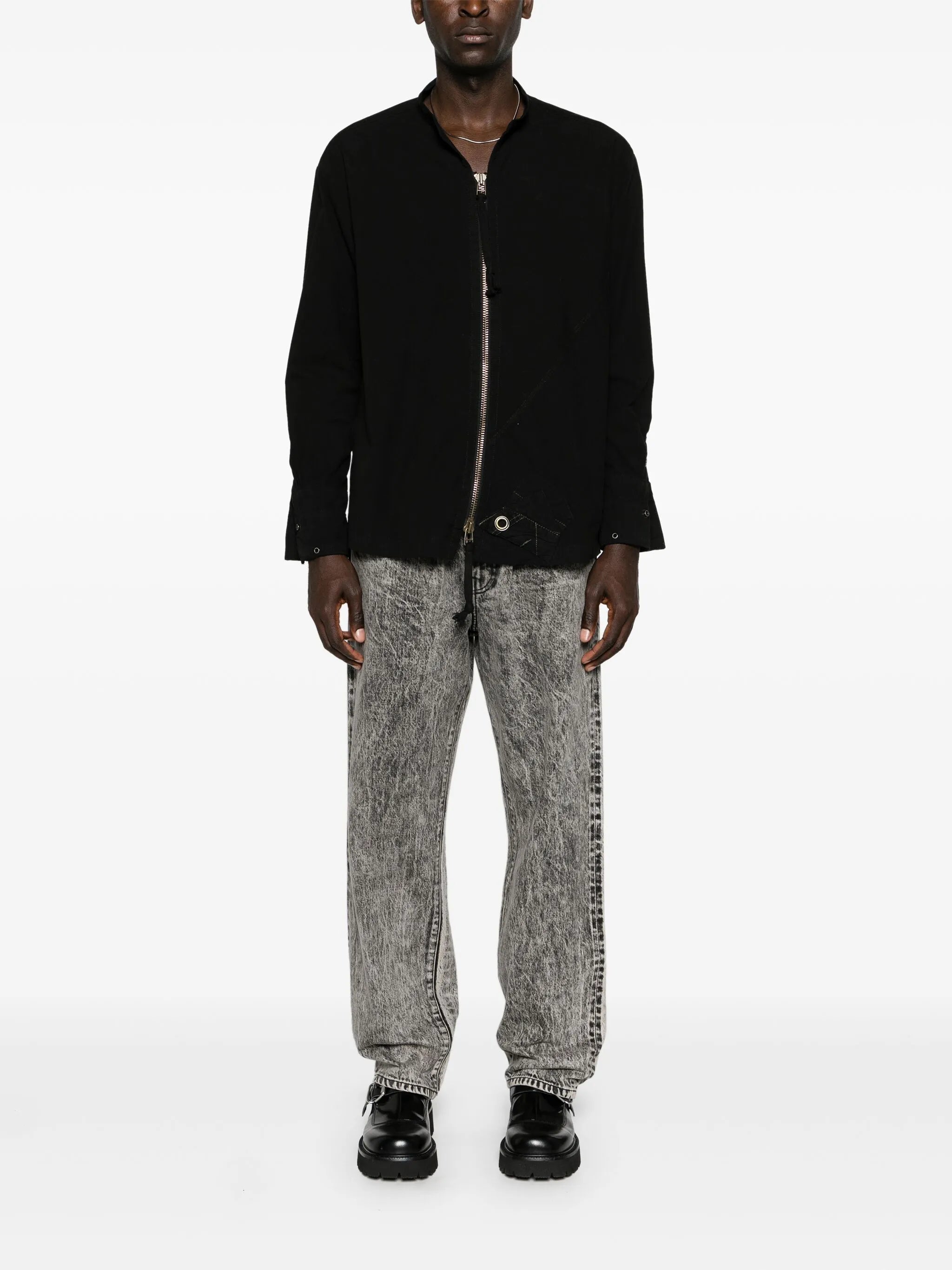 zip-up cotton shirt jacket
