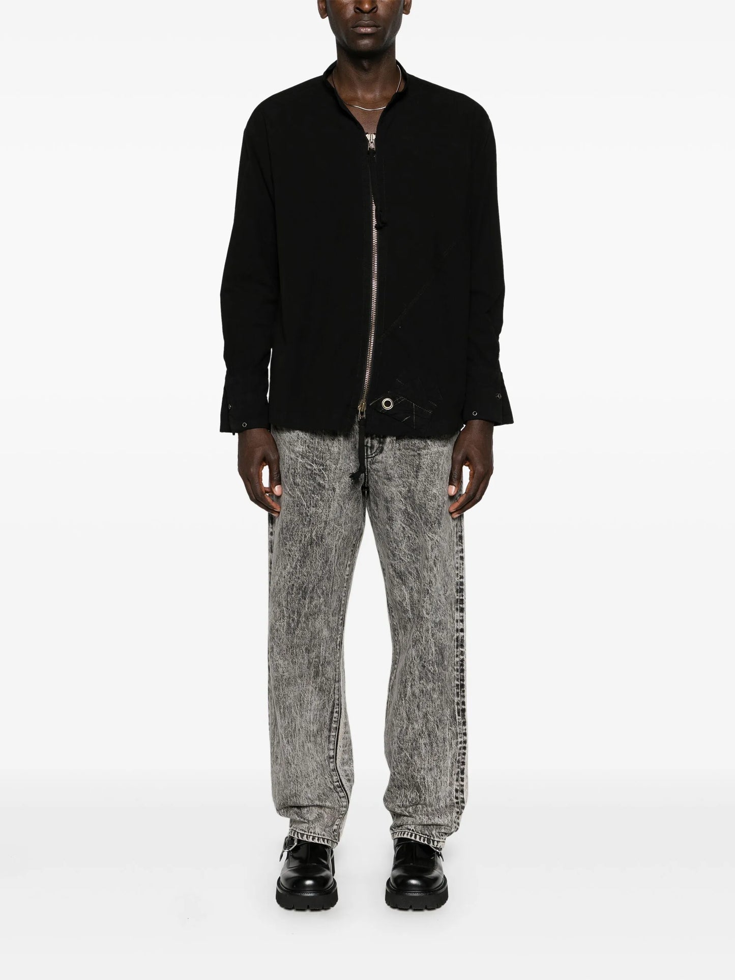 zip-up cotton shirt jacket