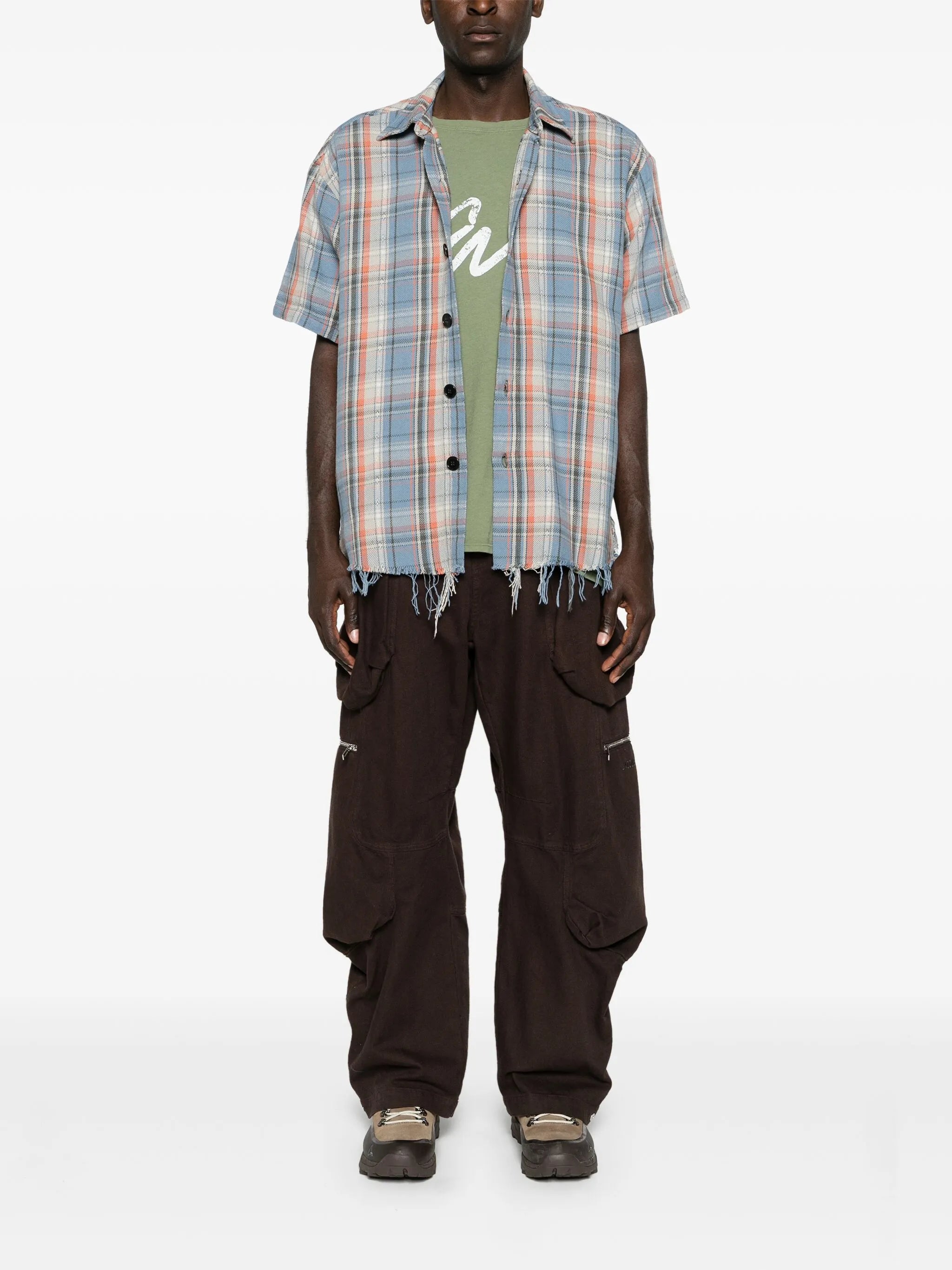 plaid-check cotton shirt