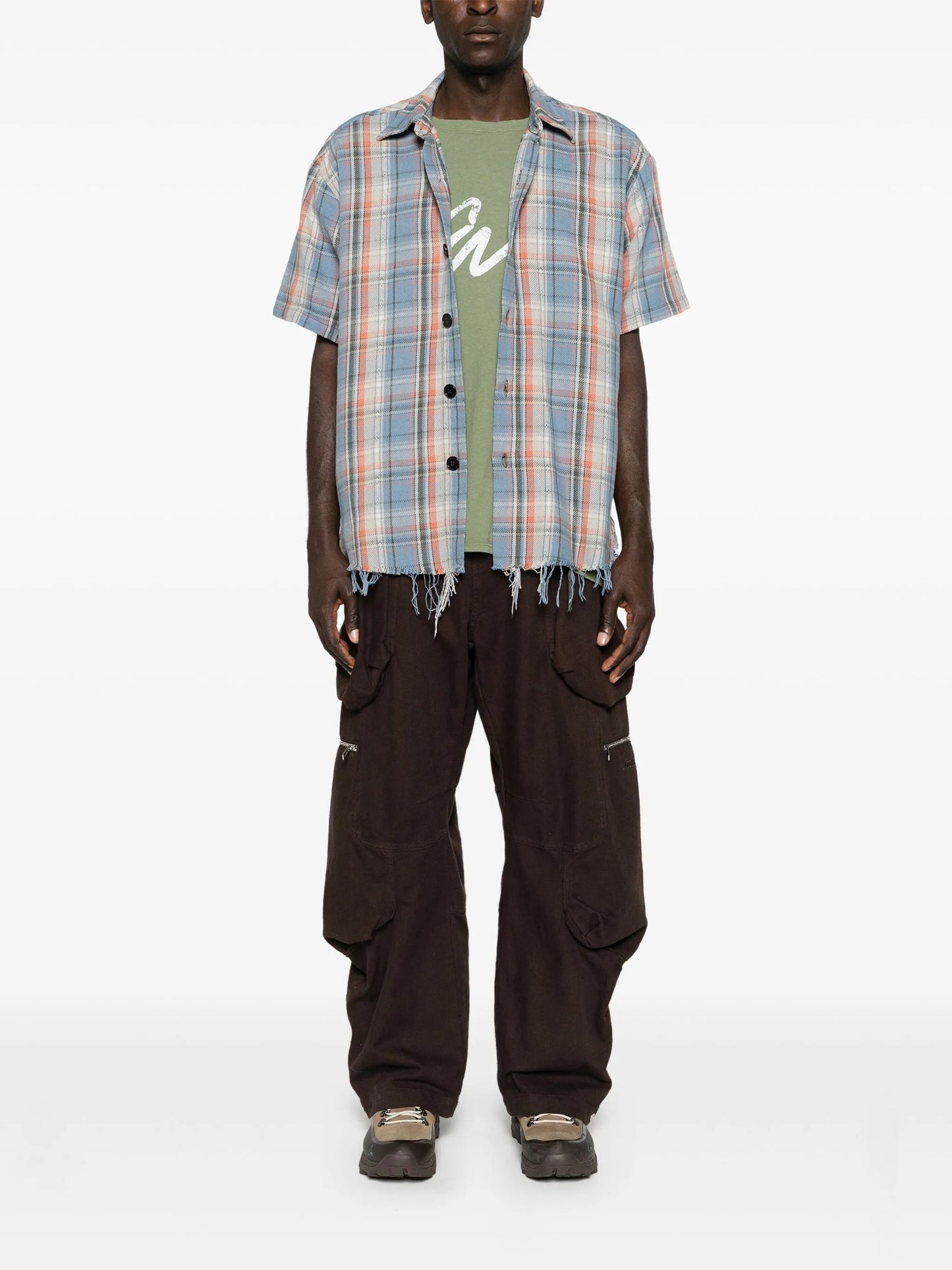 plaid-check cotton shirt