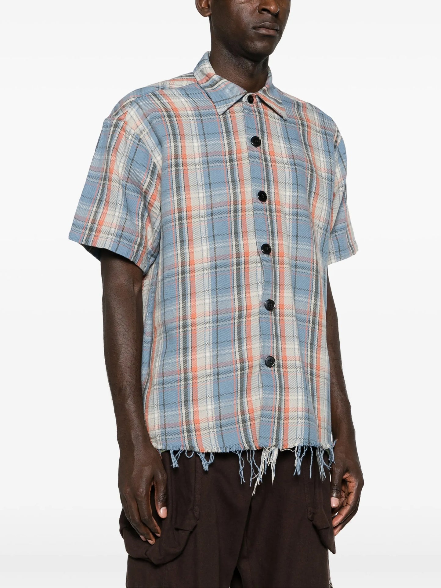 plaid-check cotton shirt