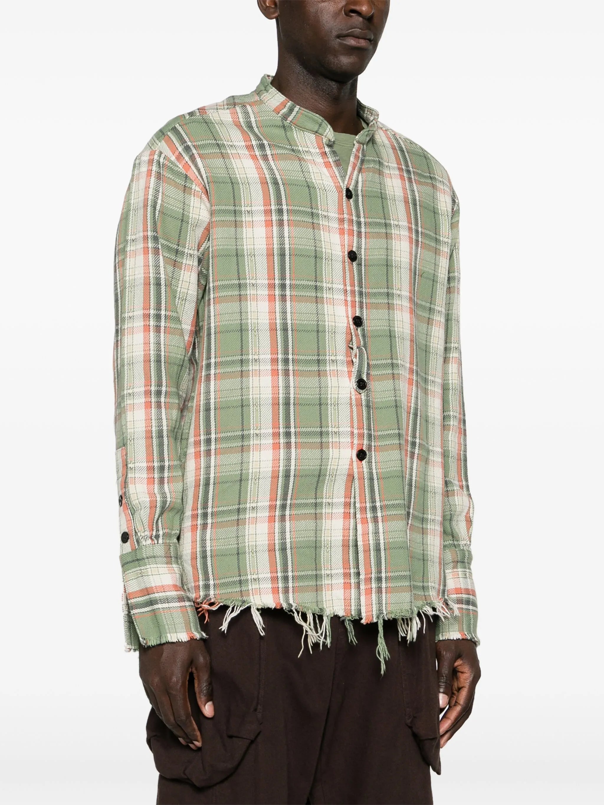 plaid-check flannel shirt