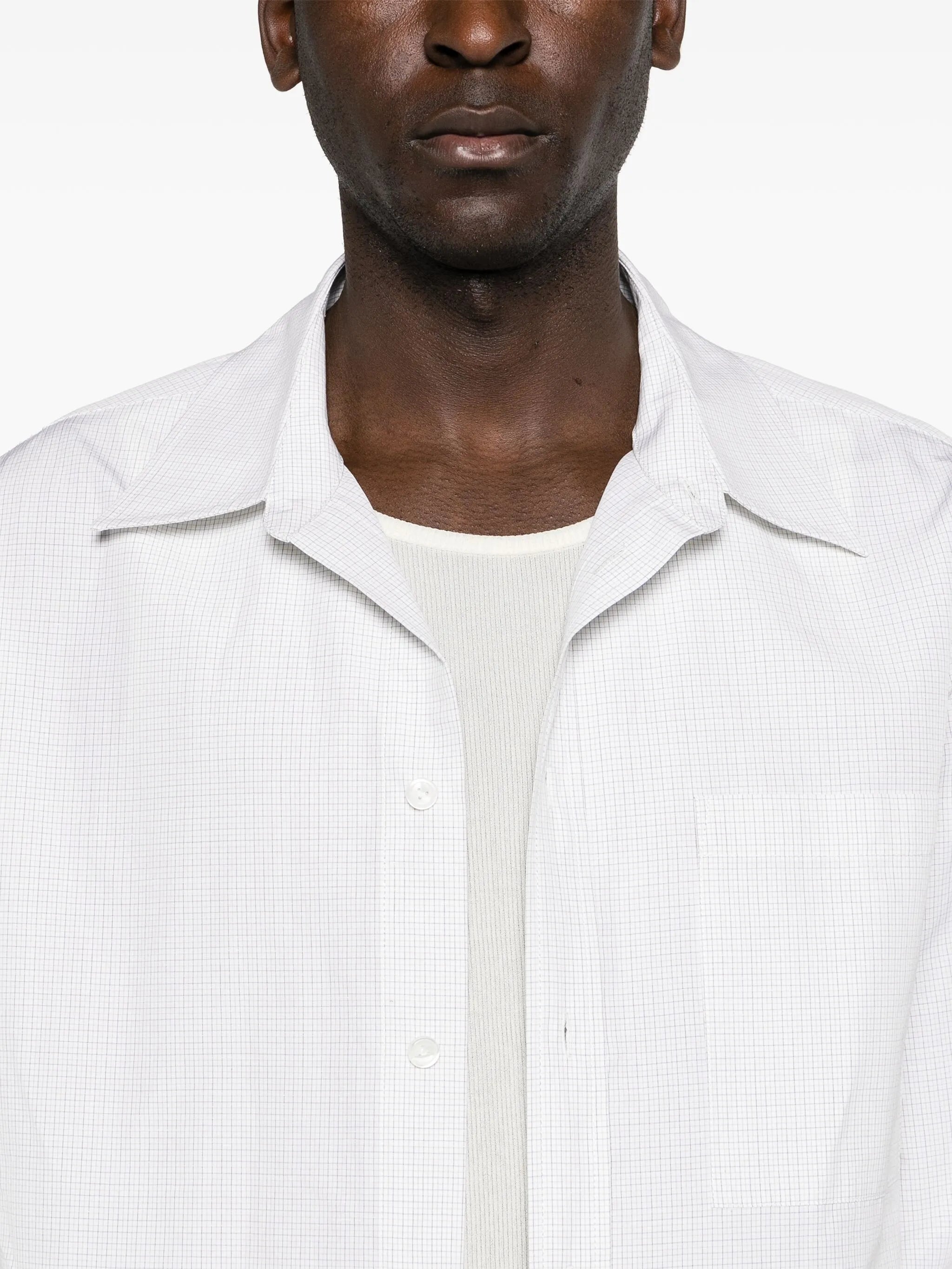 checked straight-collar shirt