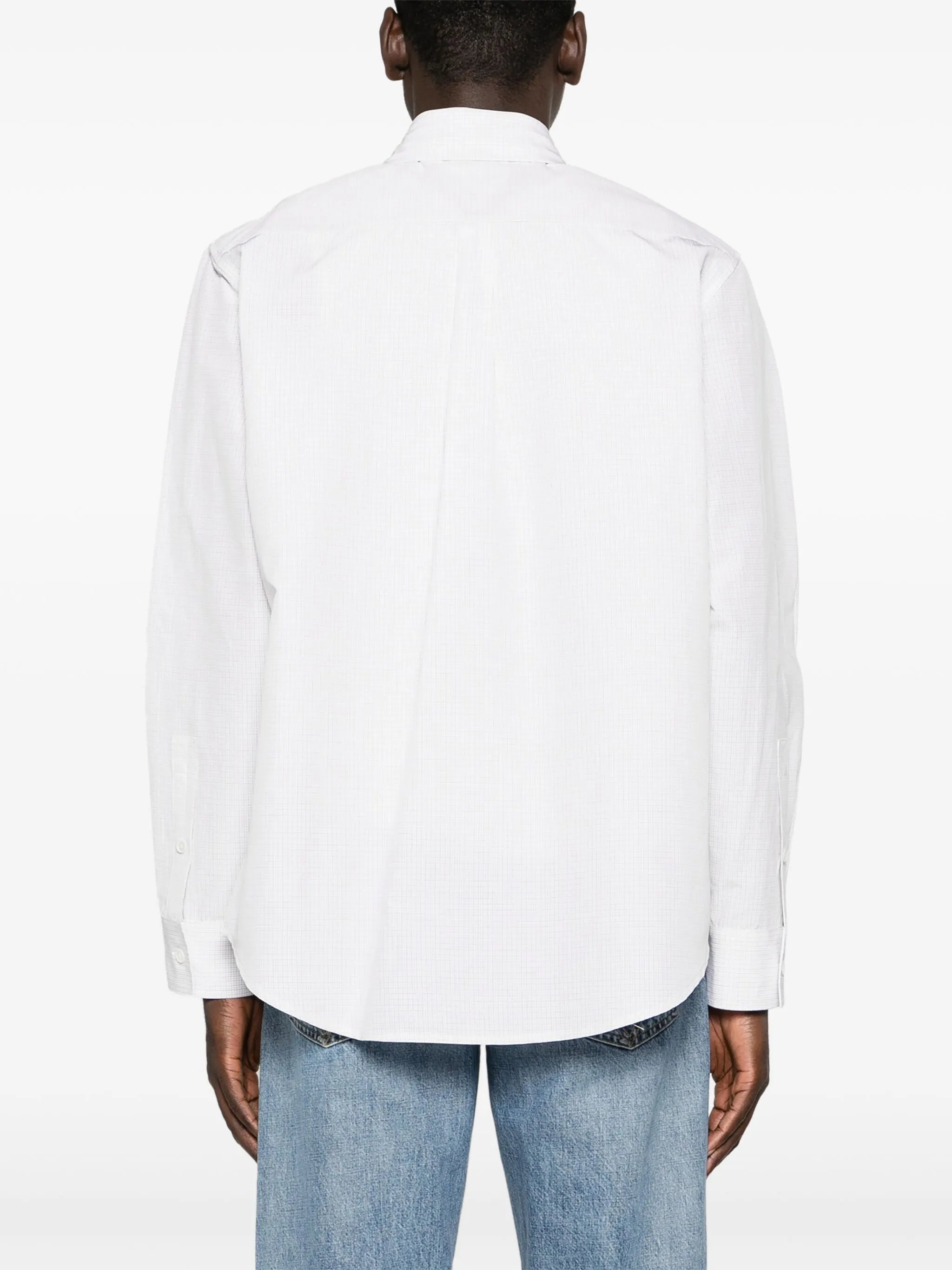 checked straight-collar shirt