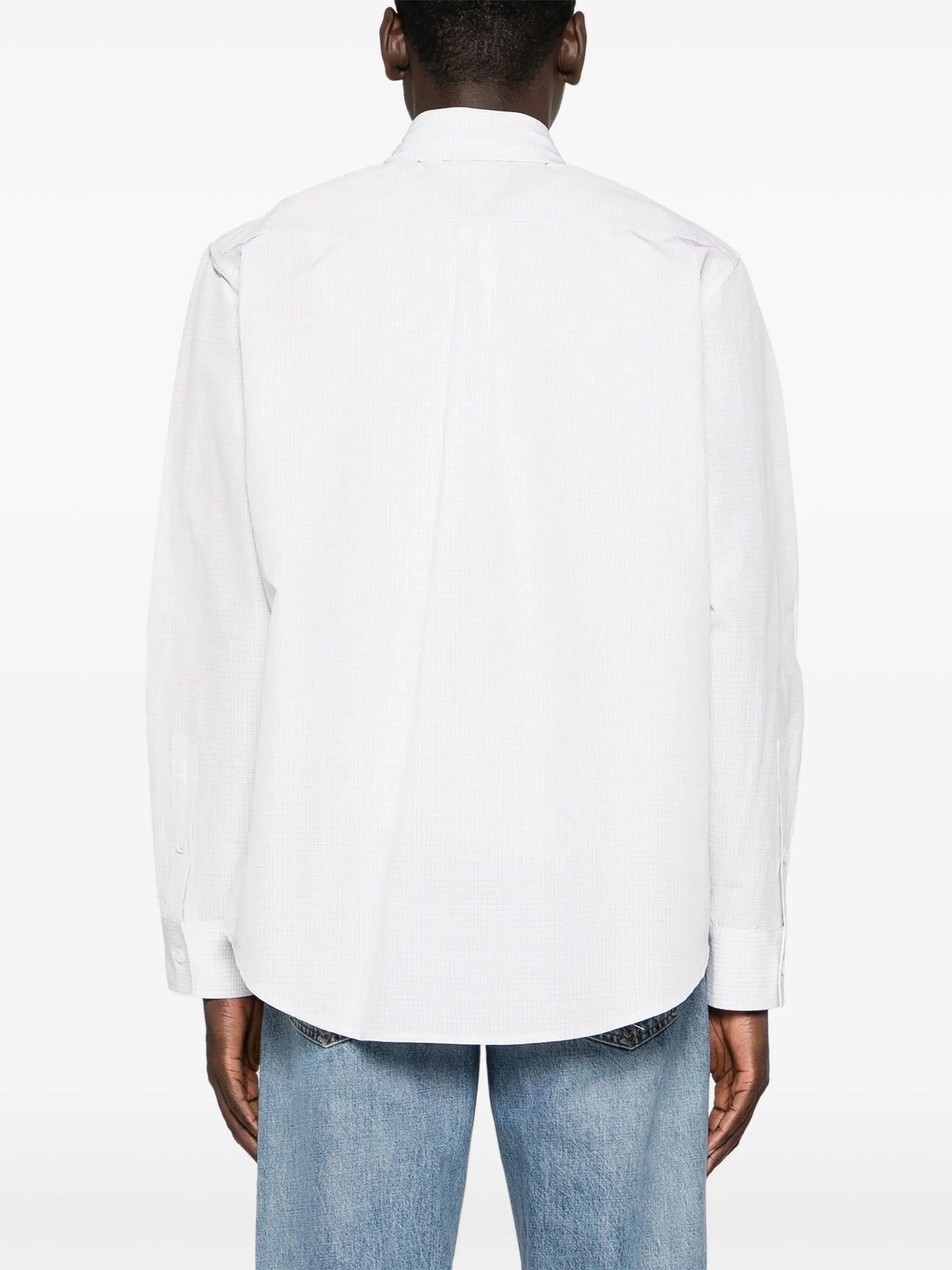 checked straight-collar shirt