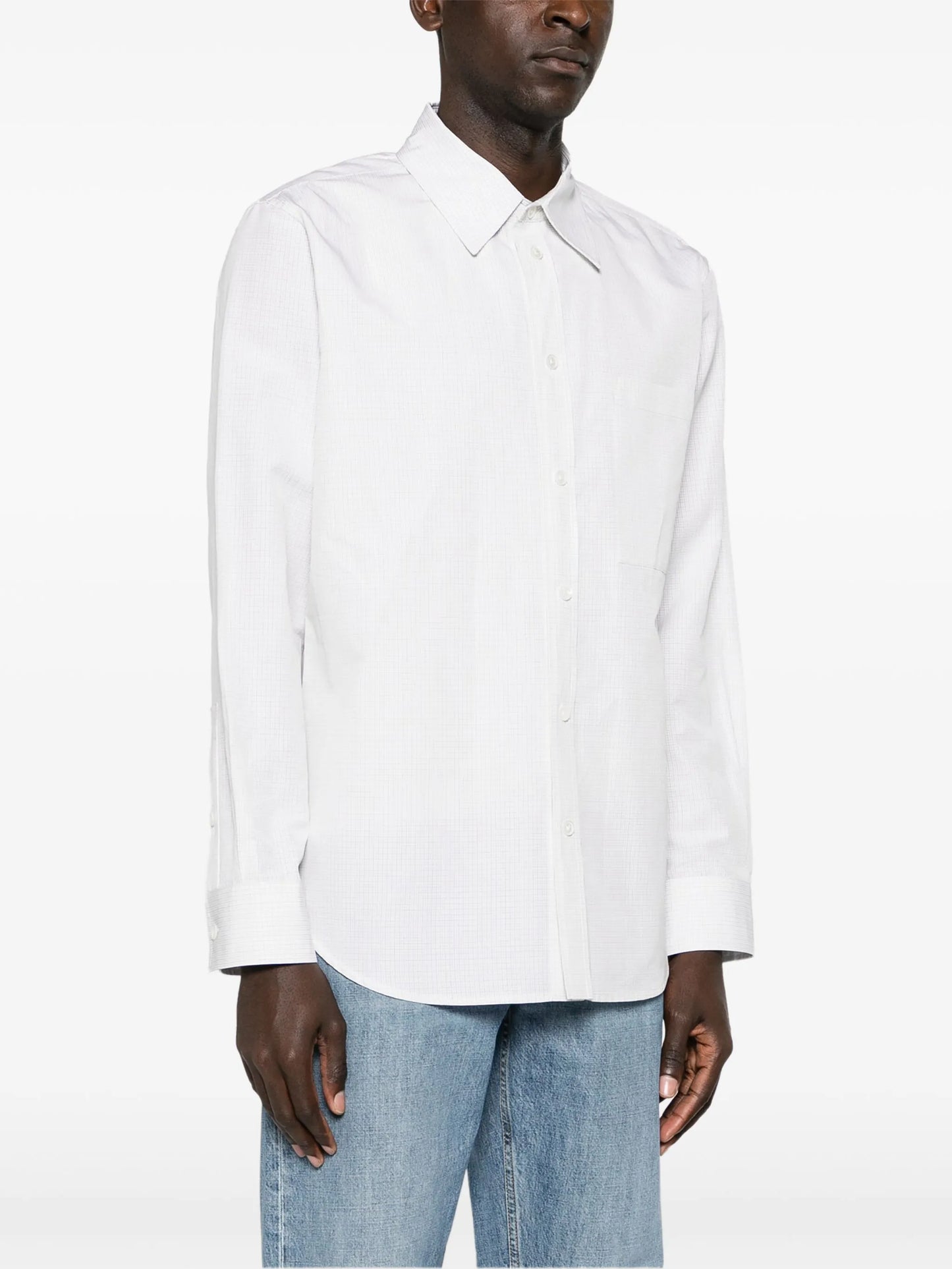 checked straight-collar shirt