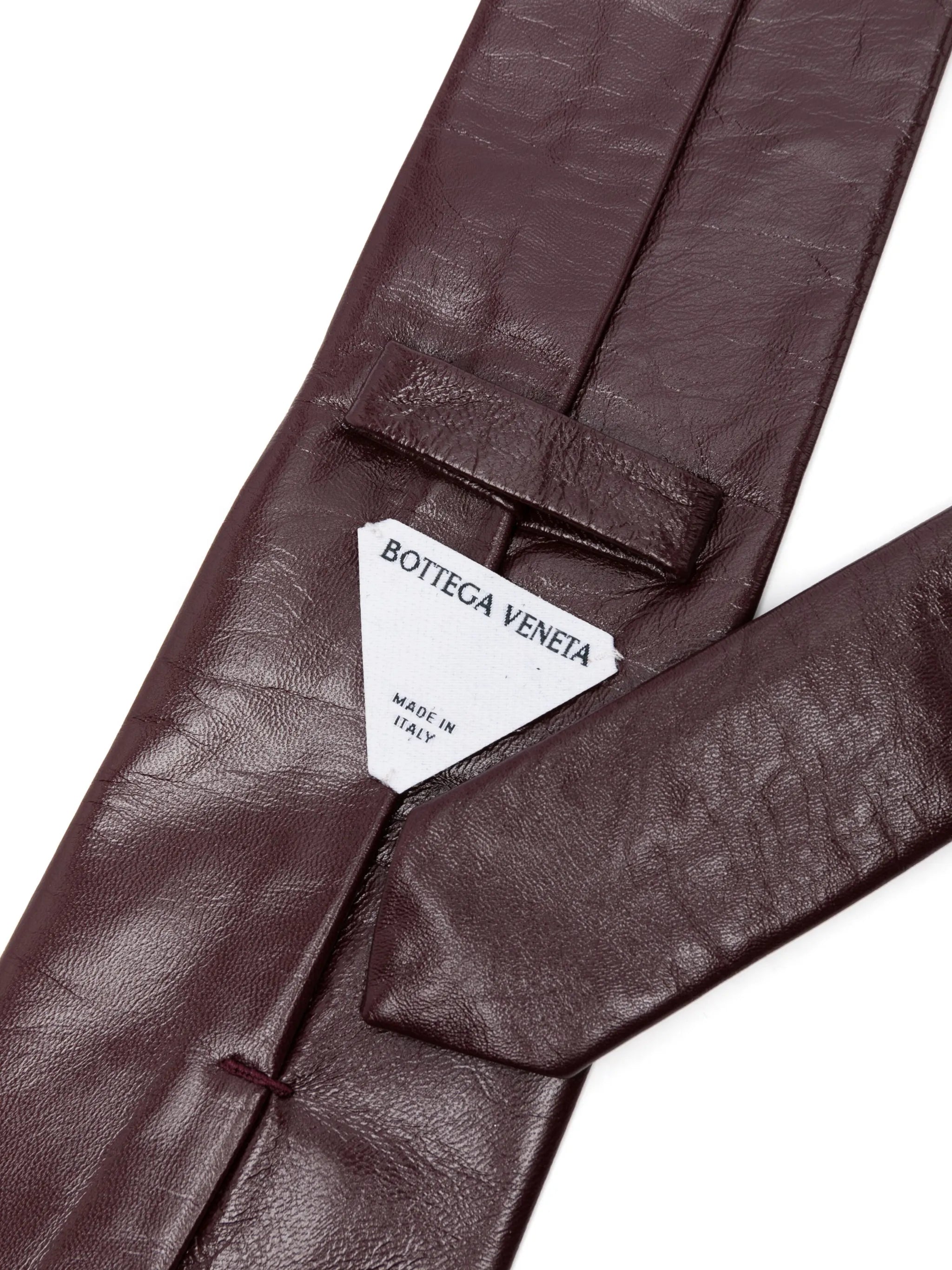 cracked-effect leather tie