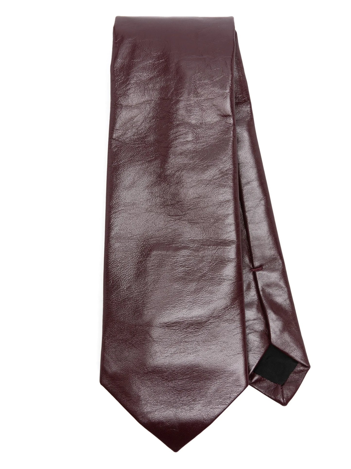 cracked-effect leather tie