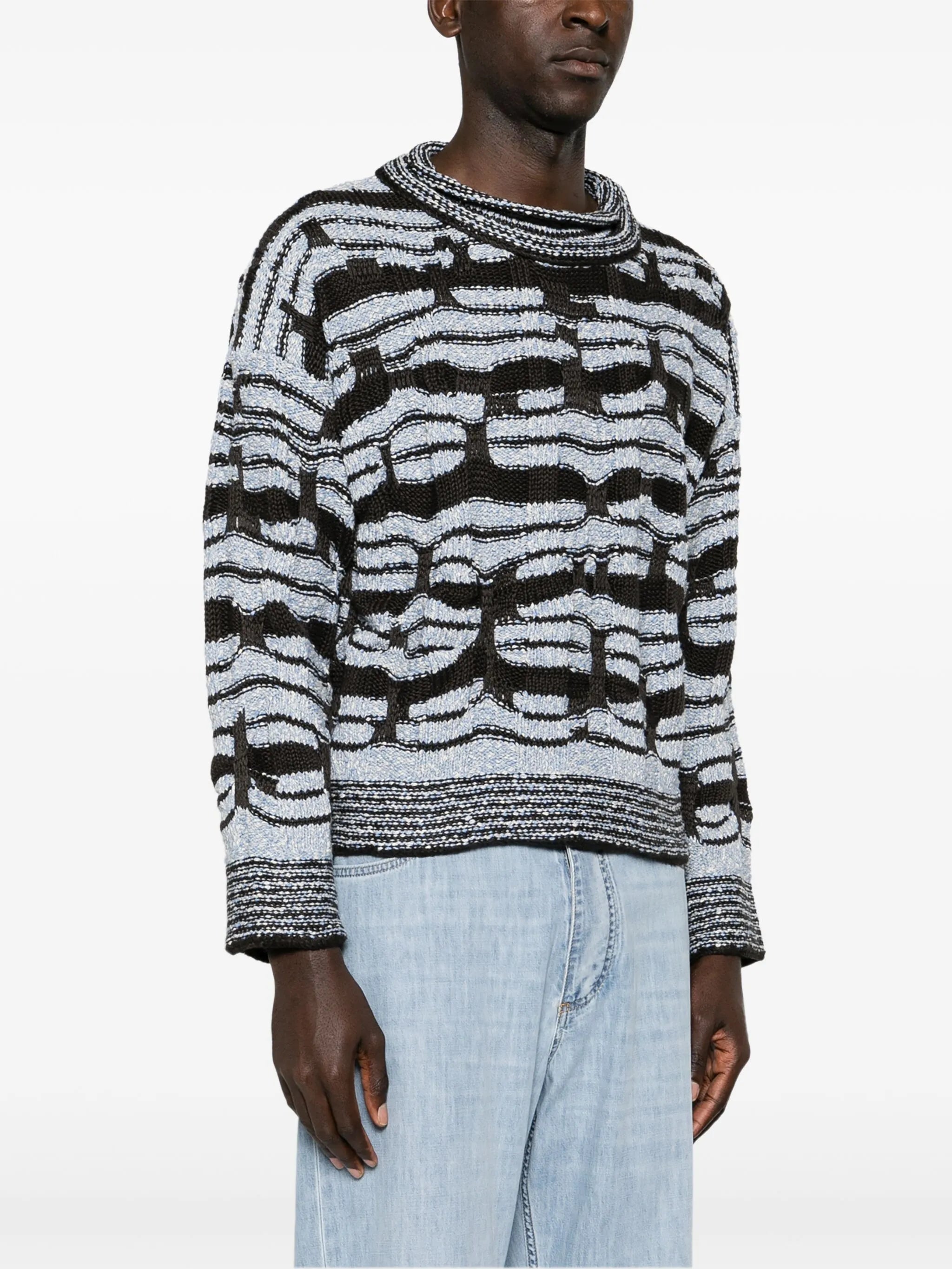 striped chunky-knit sweatshirt