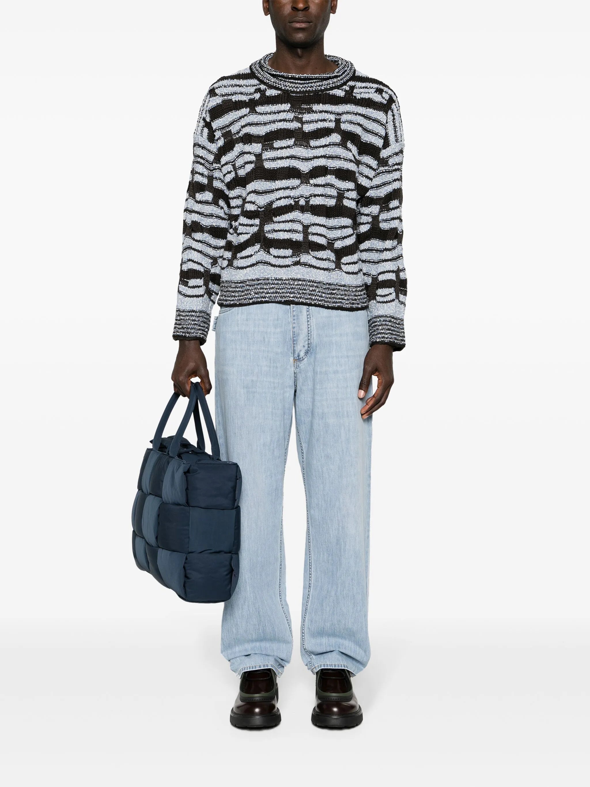 striped chunky-knit sweatshirt