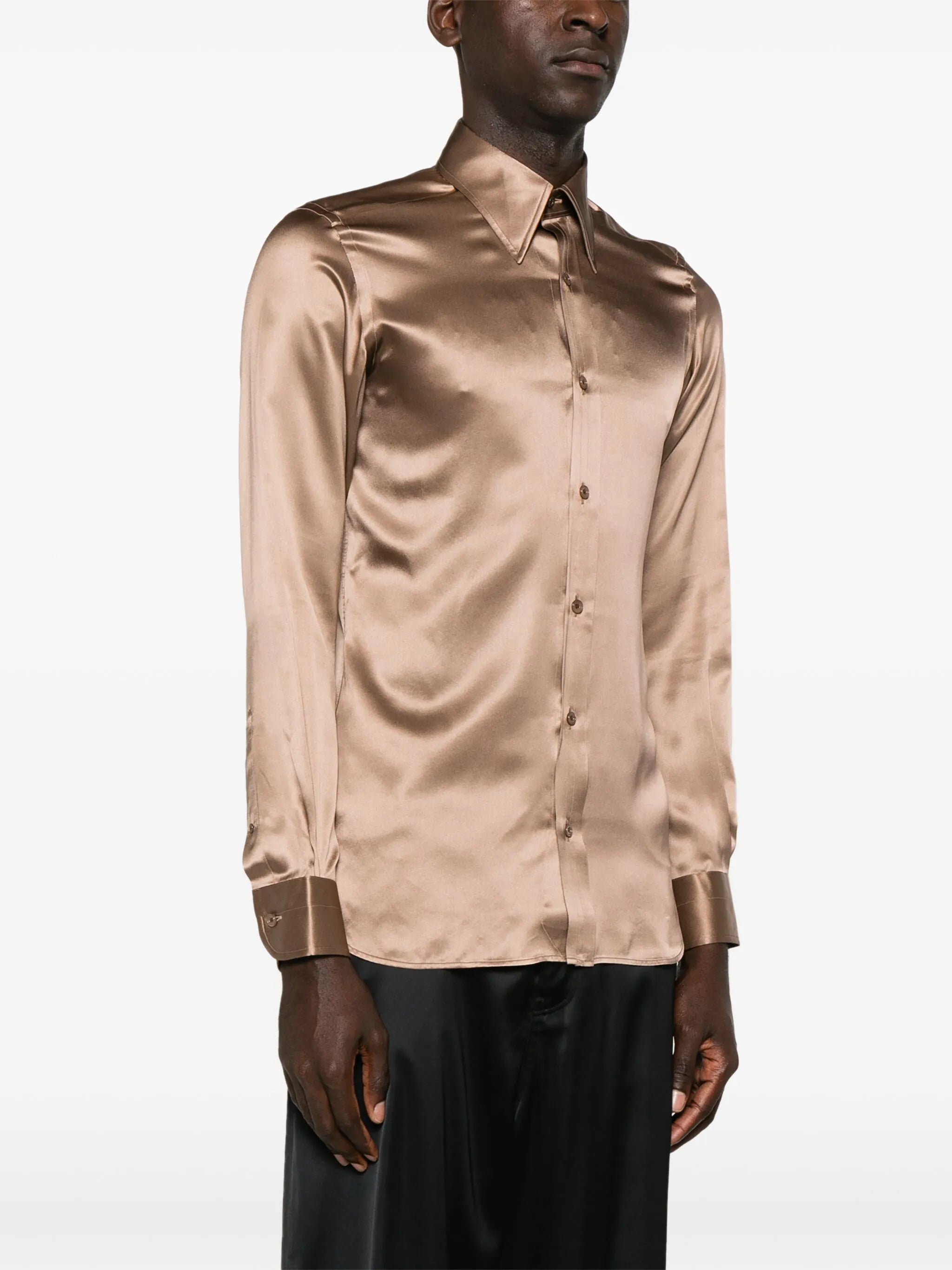 long-sleeve silk shirt