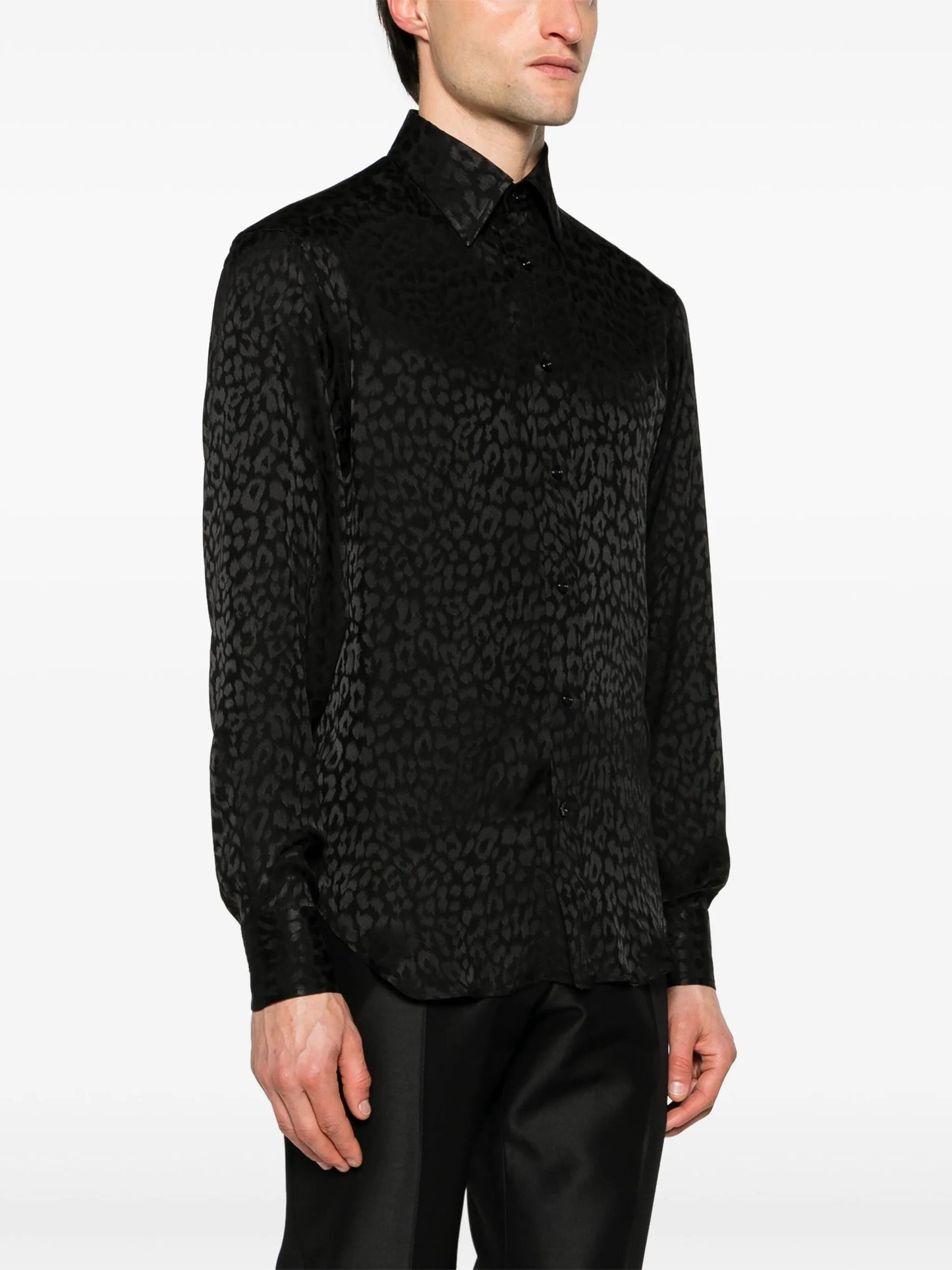 leopard-jacquard silk shirt