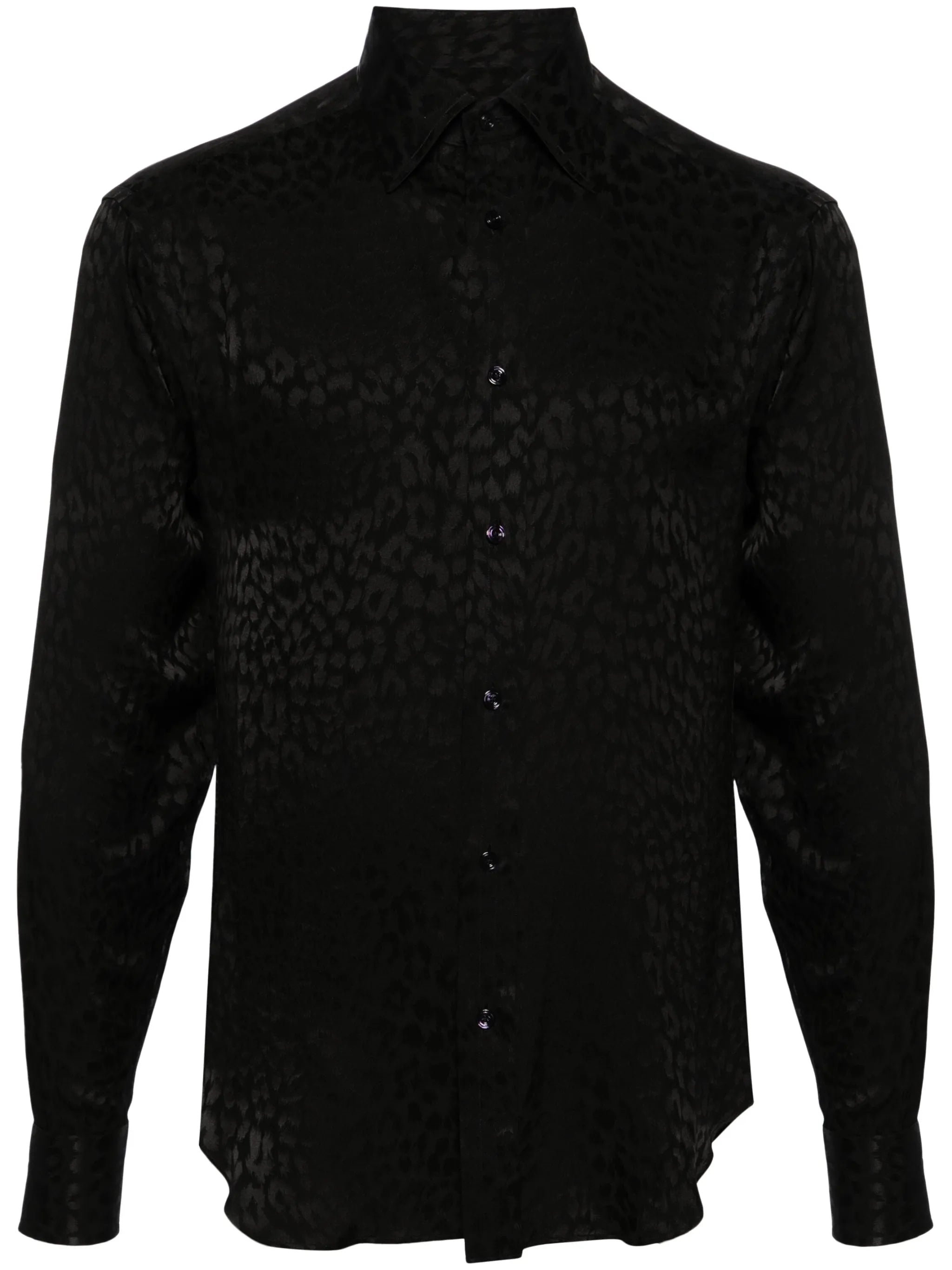 leopard-jacquard silk shirt