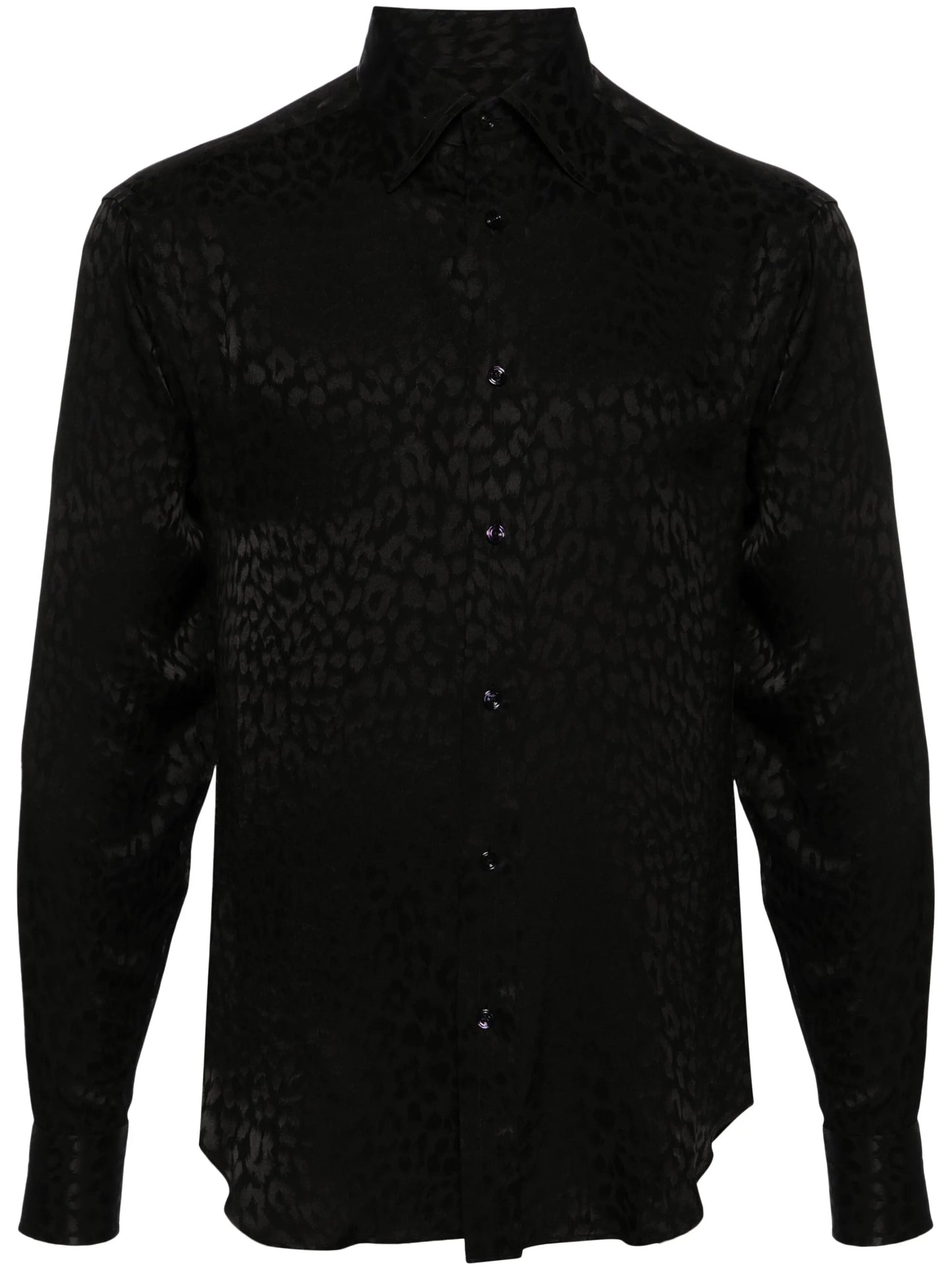 leopard-jacquard silk shirt