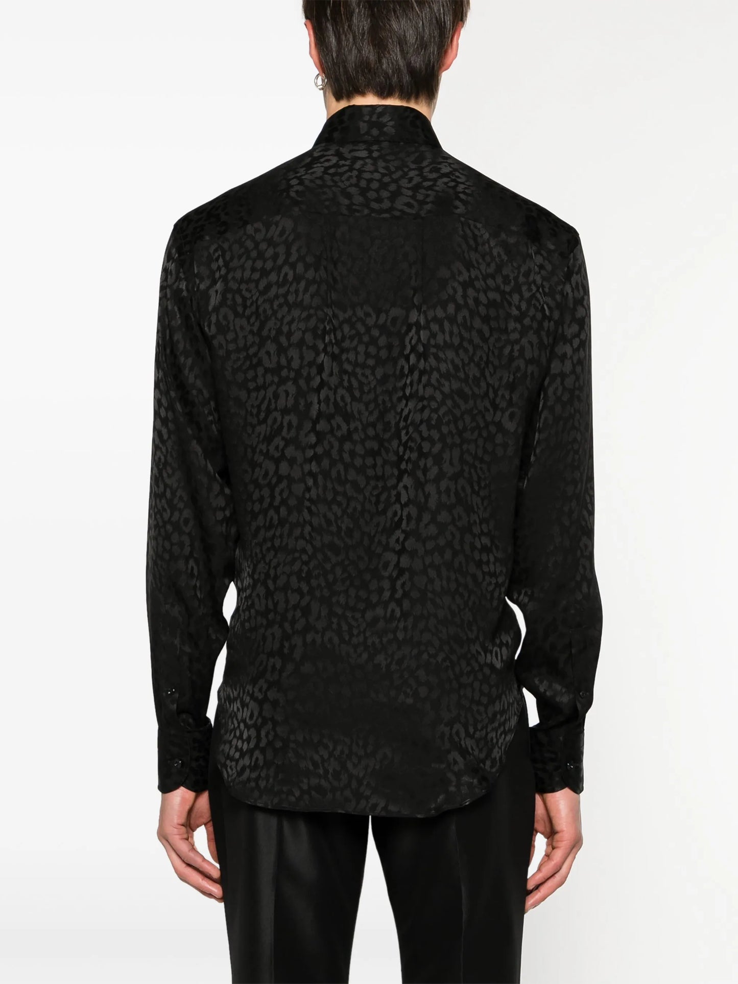 leopard-jacquard silk shirt